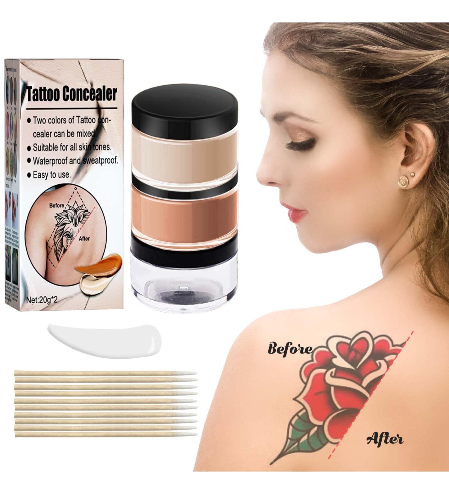 CENNYO Tattoo Cover Up Set | Waterproof Invisible Skin Concealer for Scars, Dark Spots, Vitiligo | Long Lasting, 2 Colors, 0.07kg - Buy Online on GoSupps.com