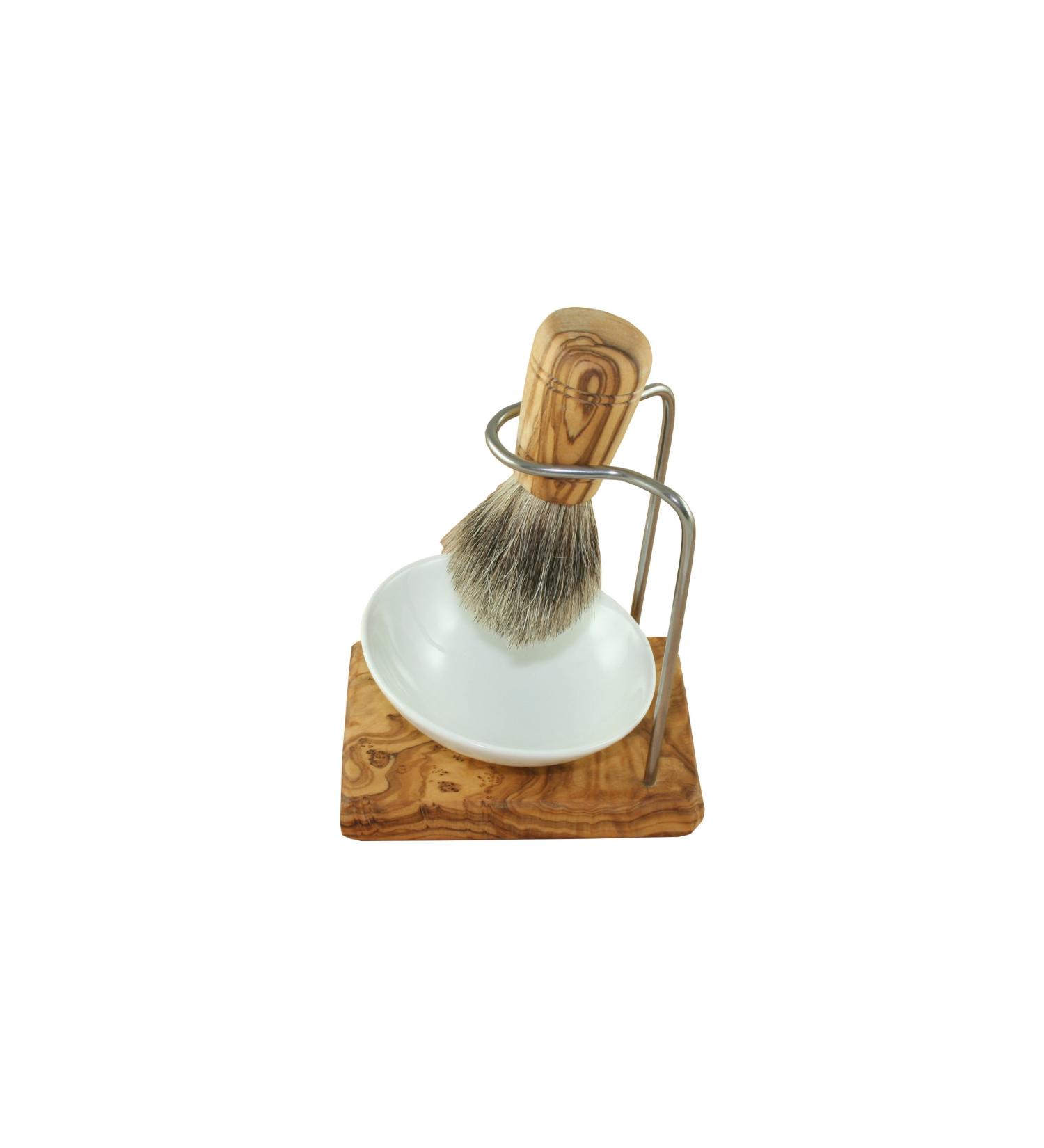 DOM shaving brush set 3 pieces made of olive wood type 2