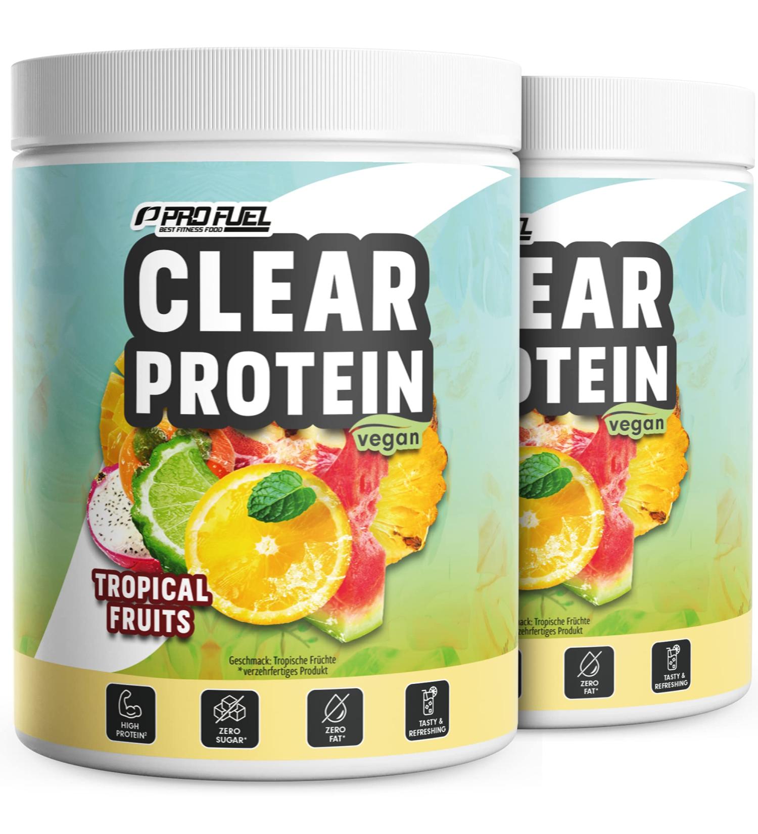 Buy Vegan Clear Protein Drink - 720g Tropical Fruits | High-Quality Pea Hydrolysate | Delicious Refreshing Protein ISO Alternative | 56% Protein - 2 Pack - Buy Online on GoSupps.com