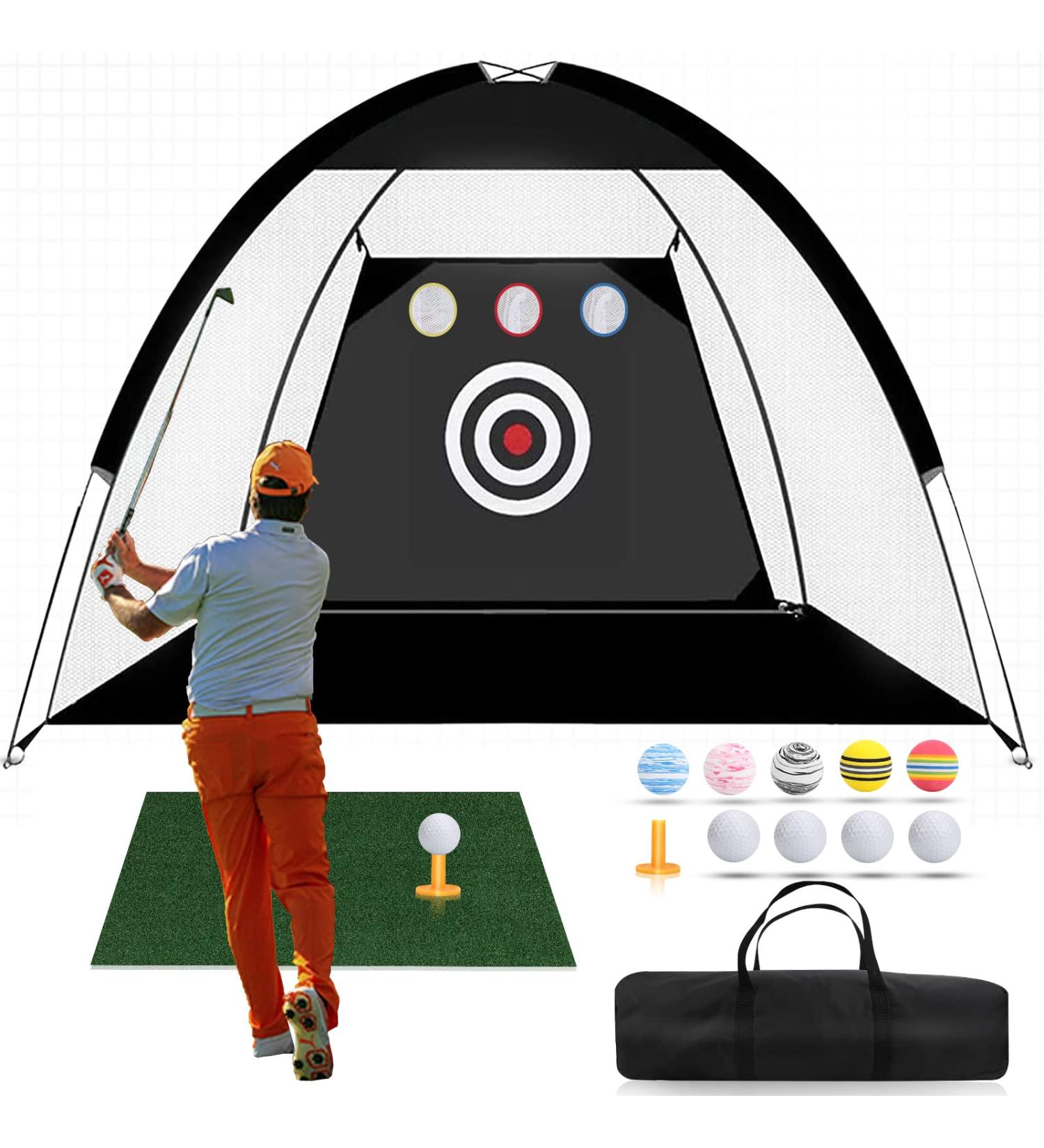 Horyliin 10x7ft Golf Practice Net with Target and Carry Bag - Green Golf Training Aid for Backyard Driving and Chipping - Buy Online on GoSupps.com