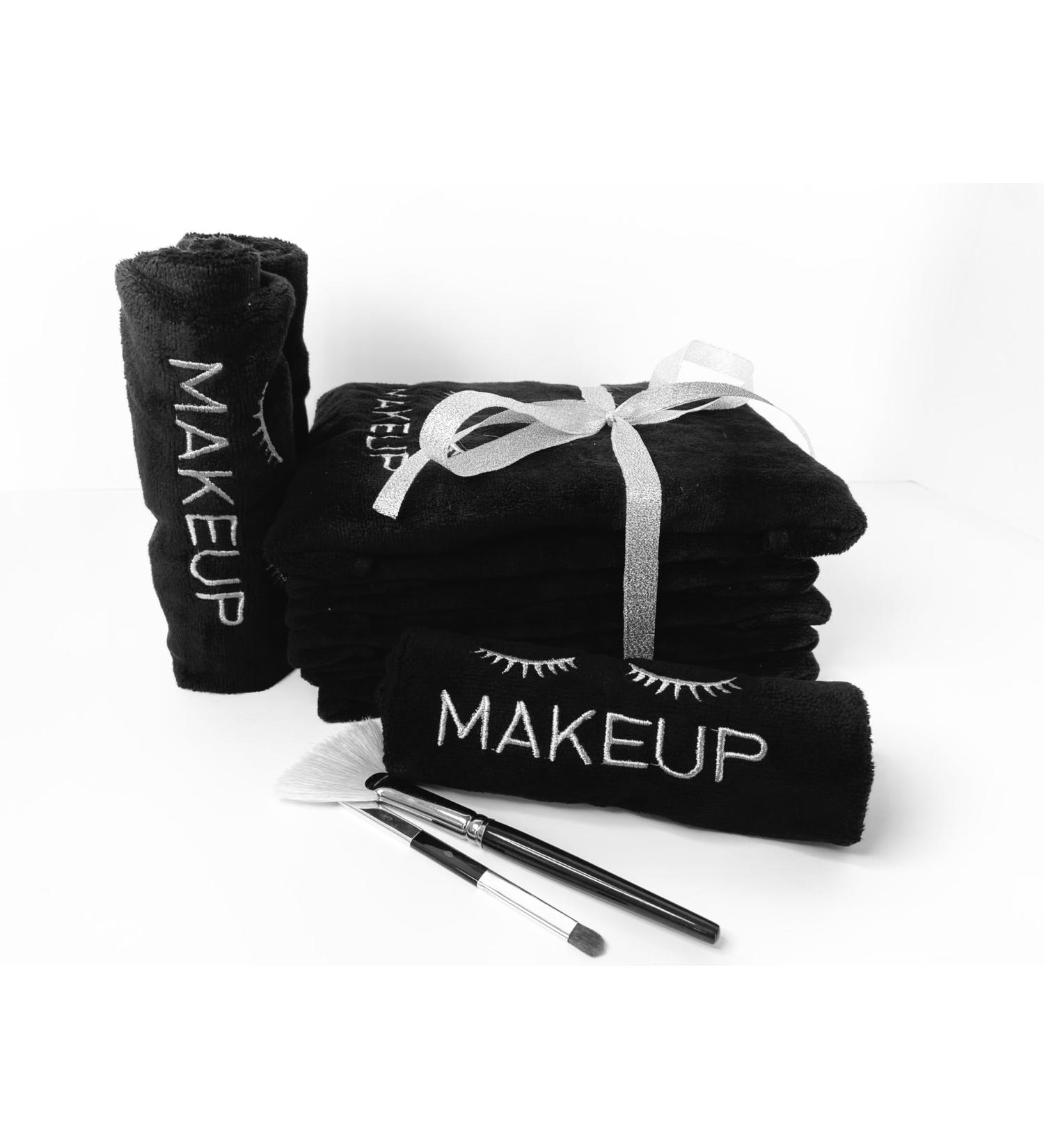 Microfiber Makeup Remover Towel 12x12 - 6PK Black/Silver Soft Hypoallergenic Reusable Wash Cloth for Gentle Makeup Removal - Buy Online on GoSupps.com