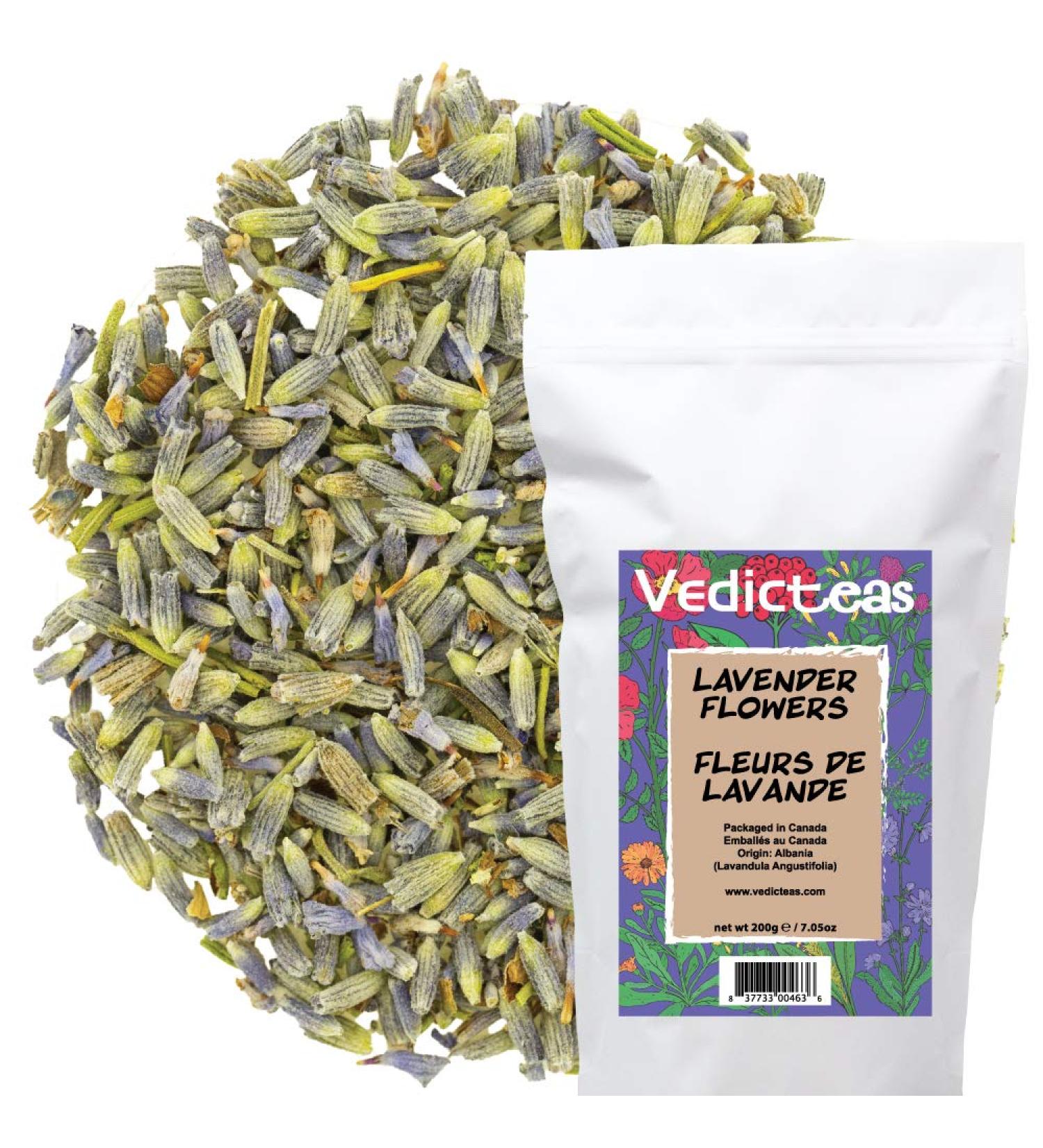 Lavender Tea Loose Leaf Whole Flowers Bulk Pack For Herbal Infusions Baking Iced Tea Bulk Pack Organic 200gm or 7.05oz - Buy Online on GoSupps.com