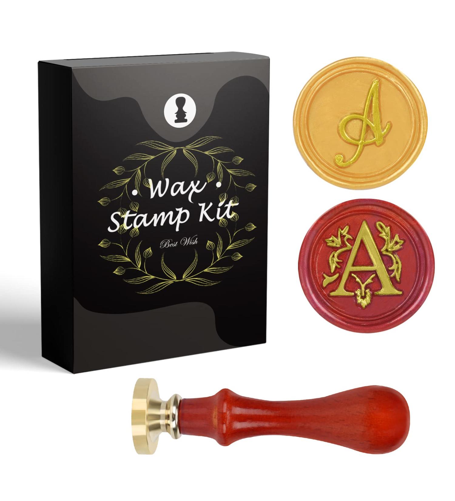 Yagugu Wax Stamps for Letter Sealing: 2Pcs Style Wax Stamp Sealer Seal Monogram Initial A Kit for Thanksgiving Christmas Halloween Wedding Invitations Party Envelope Alphabet Signatures Stamper Gift - Buy Online on GoSupps.com