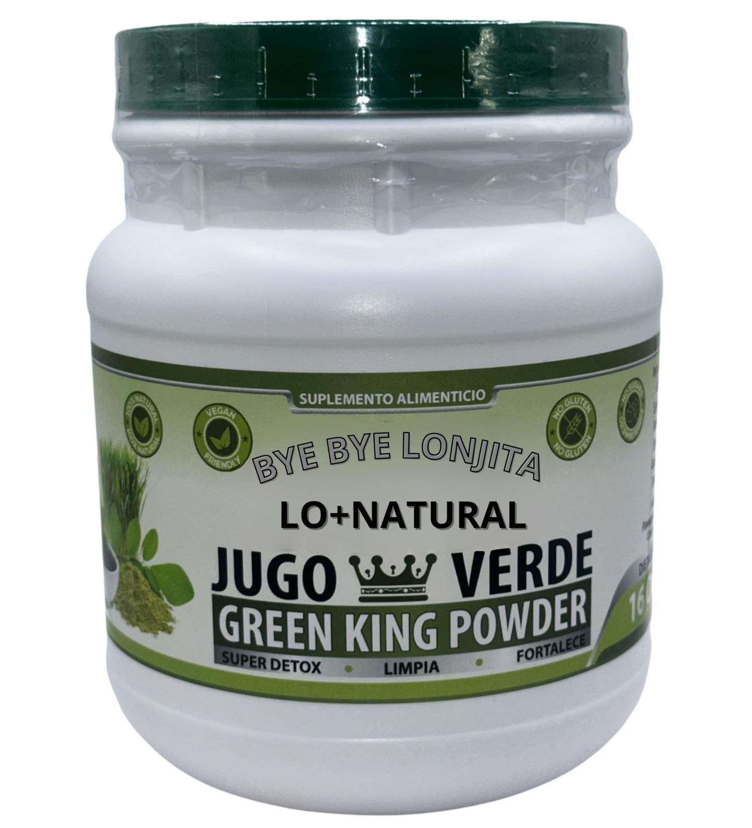 JUGO VERDE (GREEN KING POWDER) Super detox 16 oz Dietary supplement 100% natural Vegan no gluten no sugars "BYE BYE LONJITA" GREEN TEA MORINGA SPINACH and MORE FIBER - Buy Online on GoSupps.com