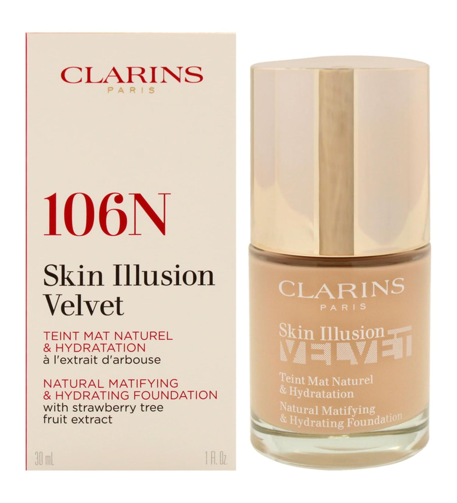 Skin Illusion Velvet Foundation - 106N Vanilla by Clarins for Women - 1 oz Foundation - Buy Online on GoSupps.com