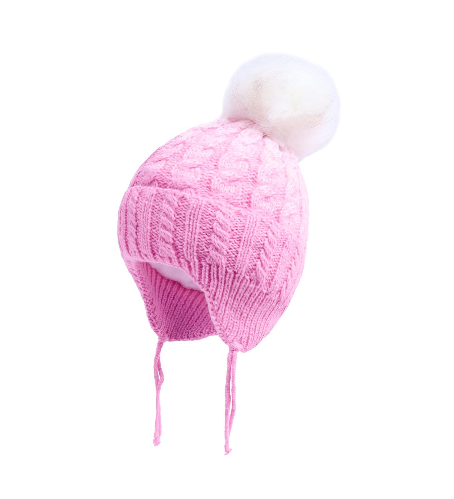 LANGZHEN Toddler Winter Hat Earflap Knit Cap Fleece Lined Beanie - Pink (1-2 Years) - Buy Online on GoSupps.com