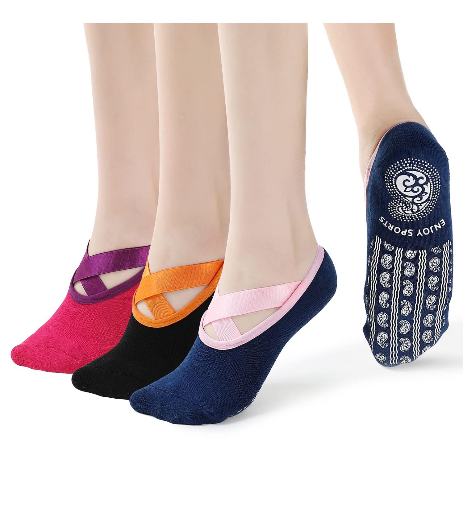 Putuo Non-Slip Yoga Socks for Women - Anti-Slip Cotton ABS Sports Socks for Pilates Barre Ballet & Dance | EU Sizes 36-41 | Multicolor Options - Buy Online on GoSupps.com