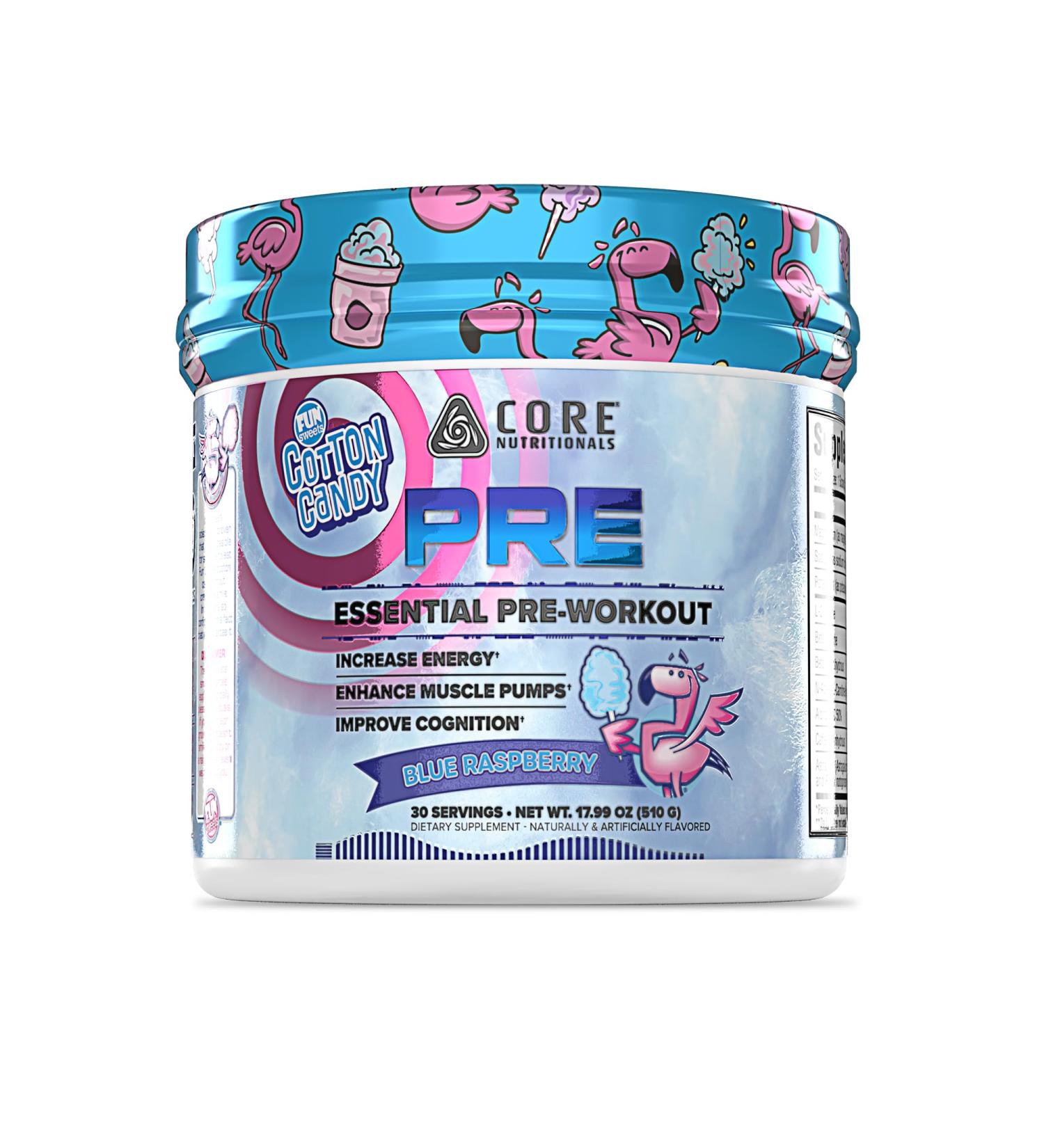 Core Nutritionals Essential Pre Workout | for Energy & Muscle Pumps | L-Citrulline & Beta Alanine | 200mg Caffeine | 30 Servings (Fun Sweets Blue Raspberry) Fun Sweets Blue Raspberry 1.13 Pound (Pack of 1)