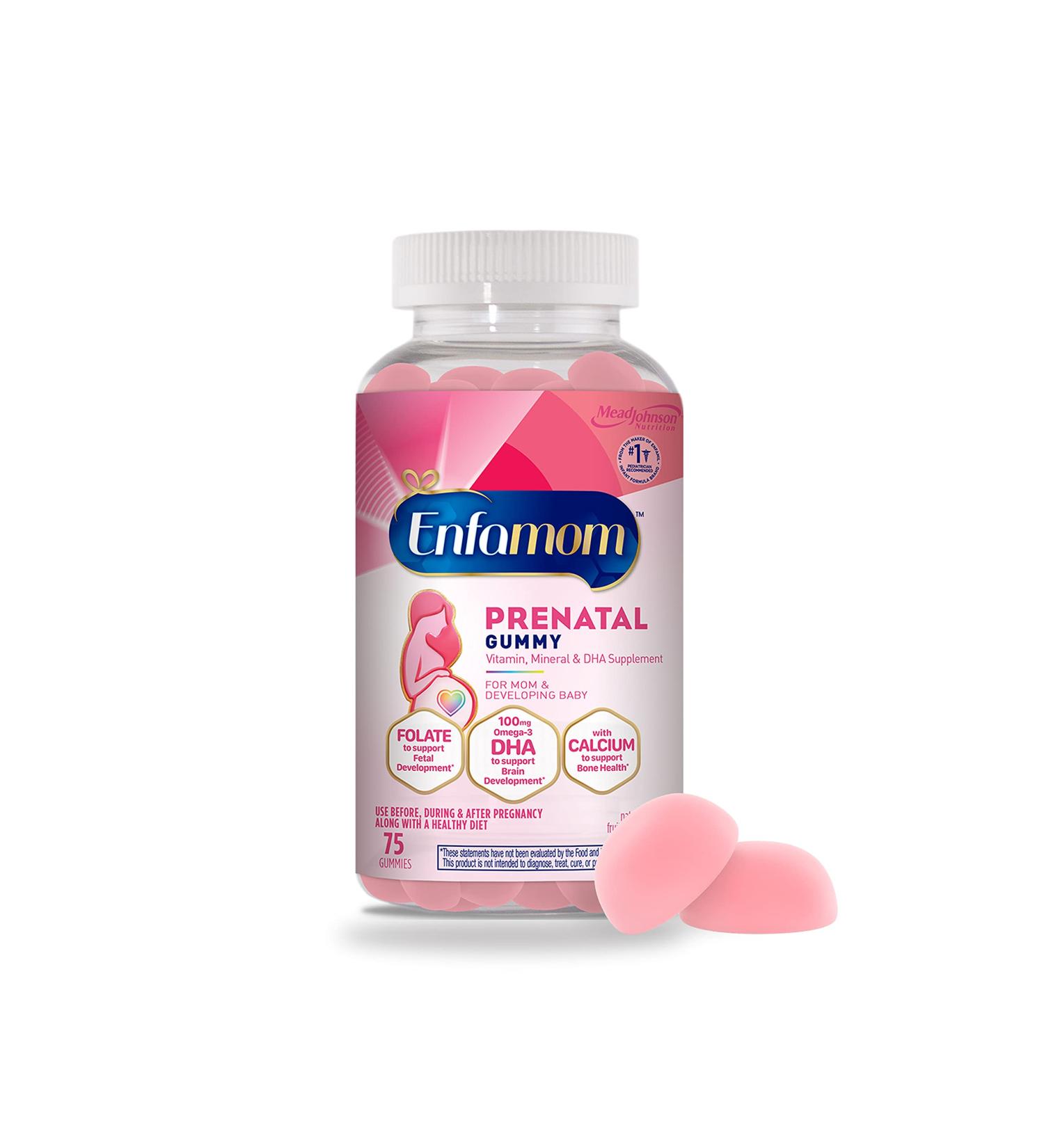 Enfamom Prenatal Multivitamin 75 Gummies | Omega-3 DHA, Folate, Calcium, Iodine, Zinc, Vitamin D | Raspberry Lemon Flavor | for Pregnant and Lactating Women - Buy Online on GoSupps.com