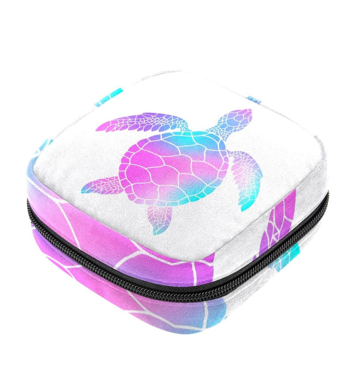 Stylish Women's Napkin Storage Bag | Colorful Turtle Underwater Menstrual Cup | Portable Bandages & Storage for Menstruation - Perfect for First Period - Buy Online on GoSupps.com