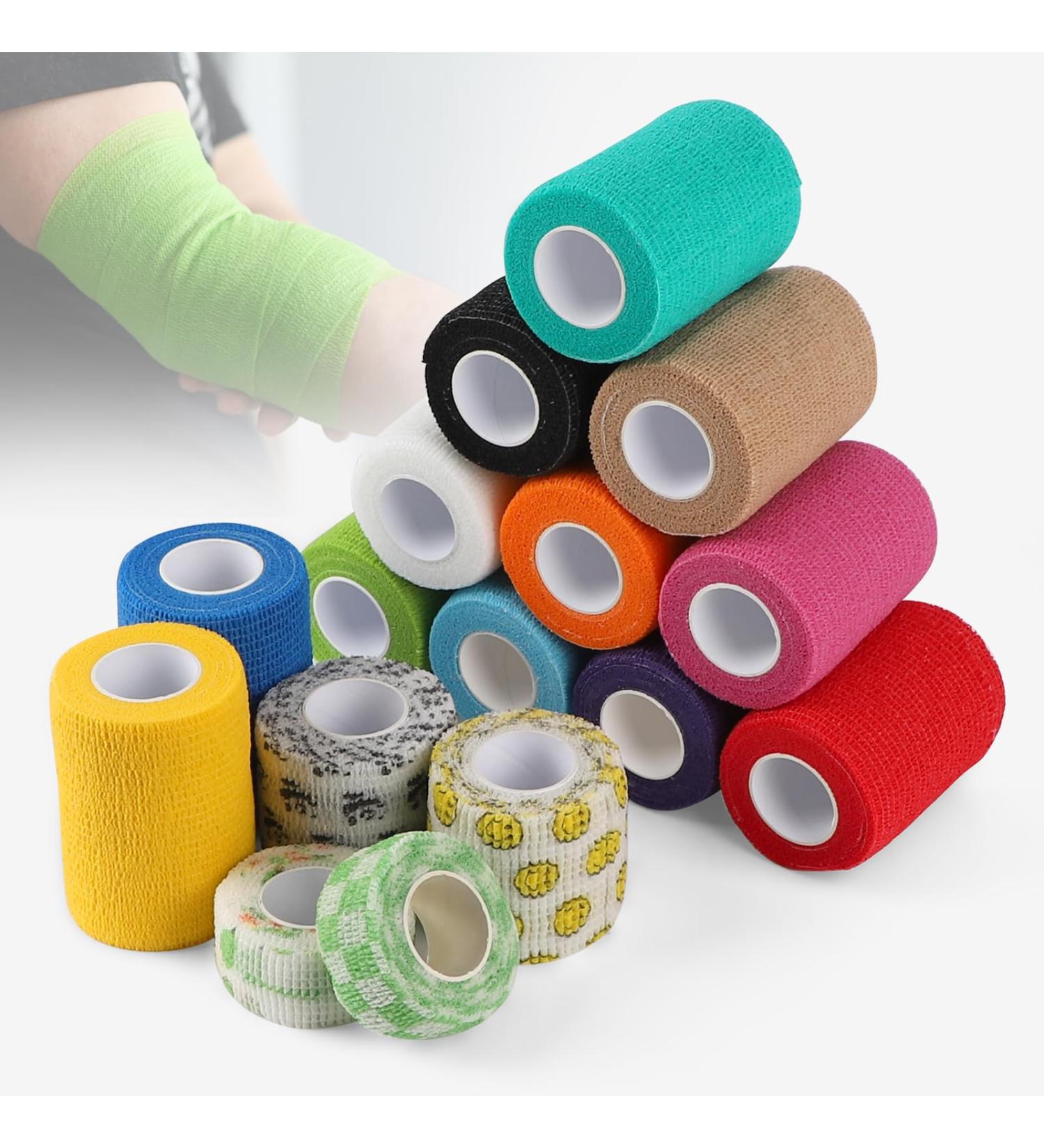 Efuturime 16 Self-Adhesive Bandage - 7.5cm 5cm 2.5cm x 4.5m | Colorful Elastic Fixing Bandage for Sports & Pets - Model S 16PCS-S - Buy Online on GoSupps.com