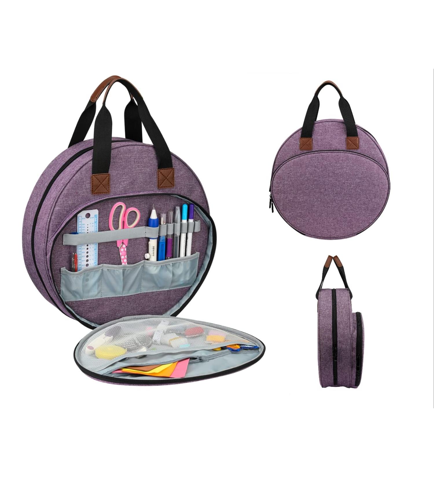 MIOKY Embroidery Bag for Cross Stitch Projects - Purple Travel Tote Organizer for Hoops, Floss, and Tools - Buy Online on GoSupps.com