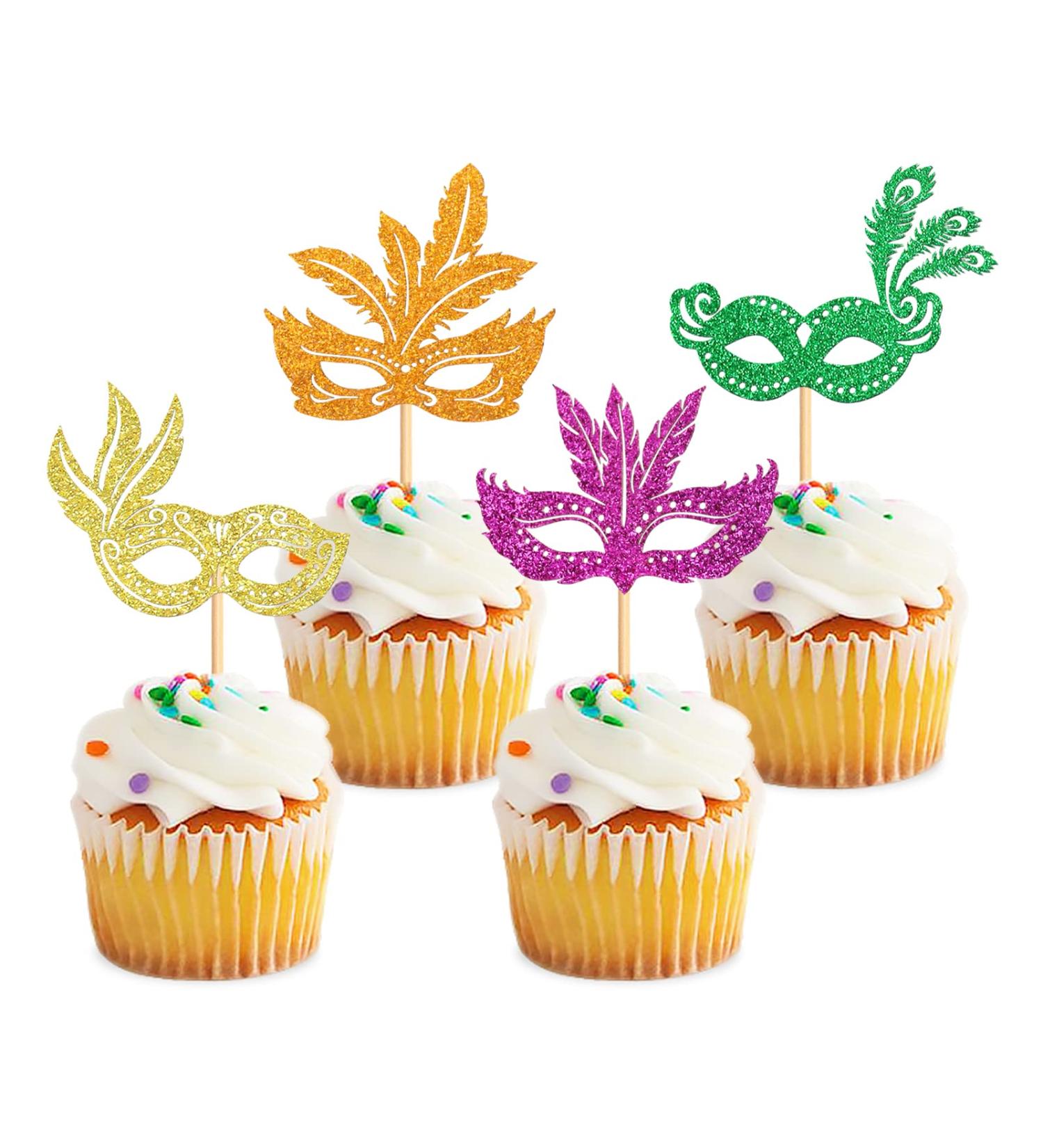Keaziu 24PCS Mardi Gras Cupcake Topper Masquerade Masks Bachelorette Mask Cupcake Toppers Masquerade Mardi Gras Baby Shower Birthday Party Decorations Supplies 1 Mask 1 - Buy Online on GoSupps.com