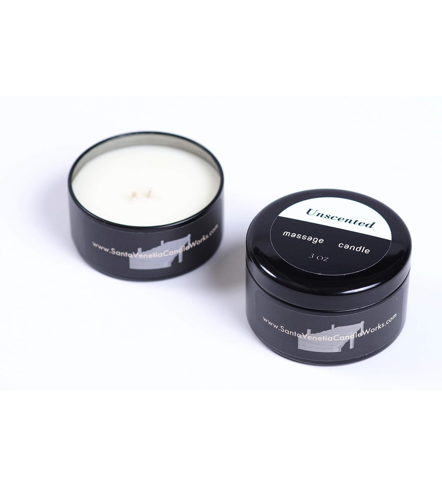 100% Natural - Hand Poured in the U.S. Pure Soy Massage Candle (Unscented)