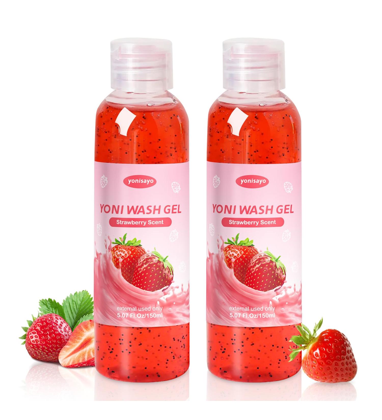 2 PCS Natural Yoni Wash - pH Balanced Feminine Cleanser for Women | Intimate Moisturizing & Deodorizing Strawberry Scent - Buy Online on GoSupps.com