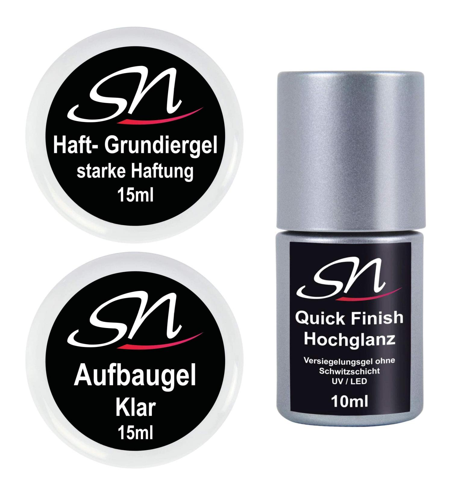 SN UV Gel Set - Adhesive Base Builder & Quick Finish Gel for Gel Nails | Sweat-Free Sealing - Buy Online on GoSupps.com
