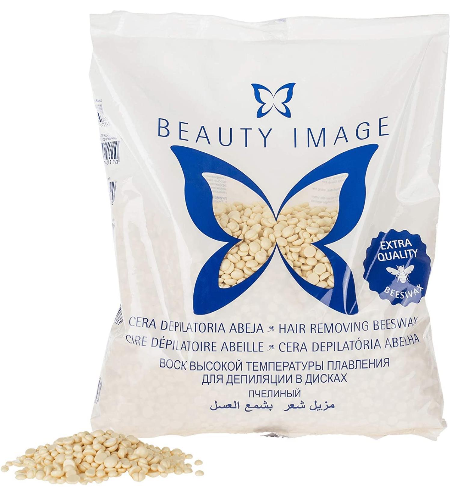 Beauty Image Professional Wax Pearls - Pain-Free Hair Removal Hot Wax with Beeswax & Titanium Dioxide - Elastic Spanish Wax - 1kg - No Strips - Buy Online on GoSupps.com
