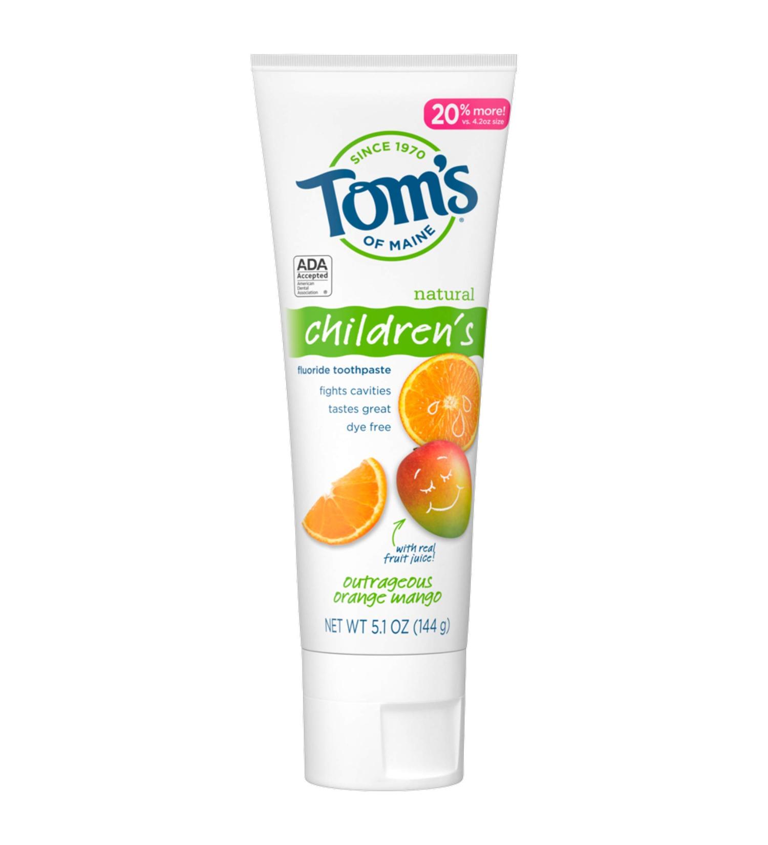 Toms of Maine Kids Fluoride Toothpaste Outrageous Orange Mango 5.1 oz - Buy Online on GoSupps.com