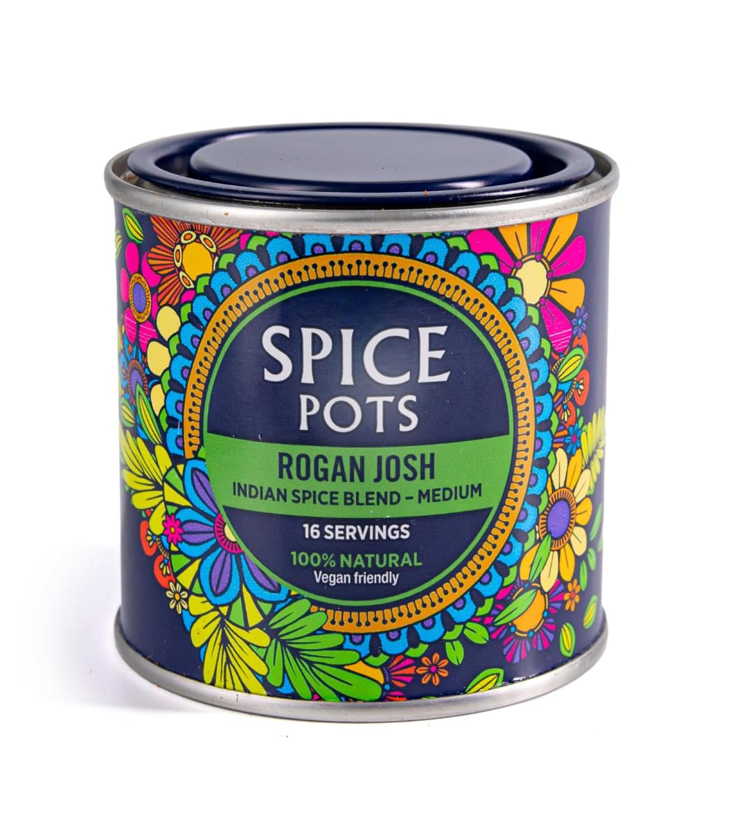 Spice Pots Rogan Josh Curry Powder - 100% Natural & Gluten Free - Vegan Blend (Medium Heat) - 80g Pot - Buy Online on GoSupps.com