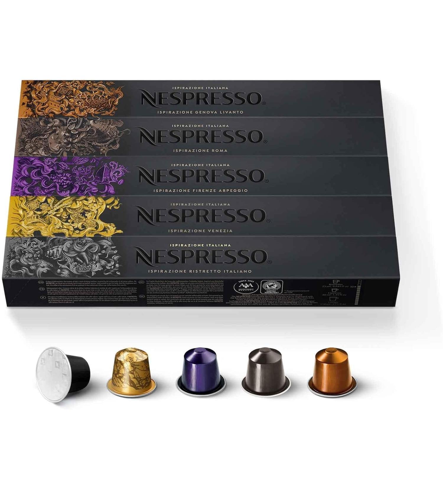 Nespresso Original Ispirazione Italiana Assortment of 50 Capsules - 10x Venezia 10x Ristretto Italiano 10x Firenze Arpeggio 10x Roma 10x Genova Livanto - Buy Online on GoSupps.com