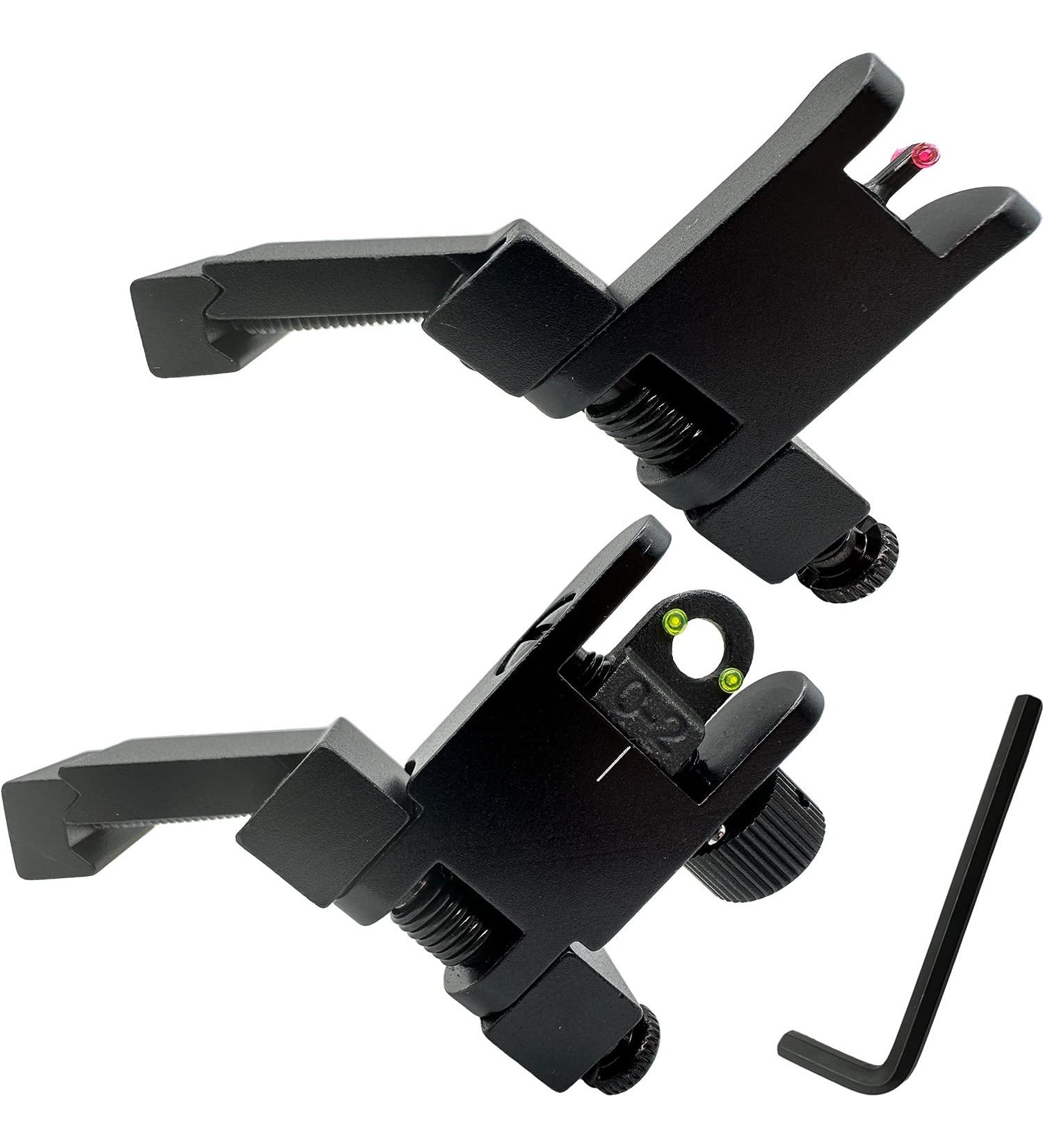 Levien 45 Degree Offset Fiber Optic Flip Up Sights - Front Red Dot & Rear Green Dot, Picatinny/Weaver Rail Mount - Buy Online on GoSupps.com