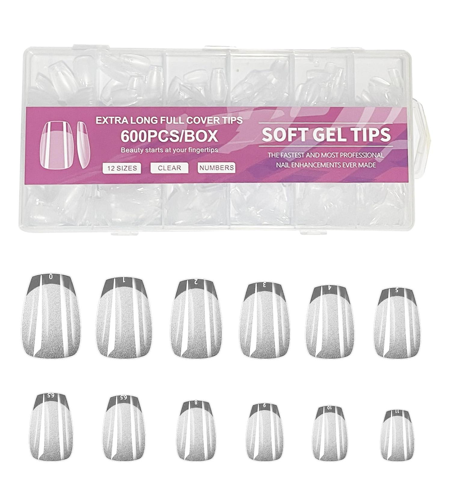 Short Nail Tips - 600PCS Half Matte Soft Gel Nail Tips Full Cover False Nails Tips Clear Acrylic Fake Nails Tips for Press On Nails Short 12 Size 600 PCS (600-Short-B) B Short - Buy Online on GoSupps.com