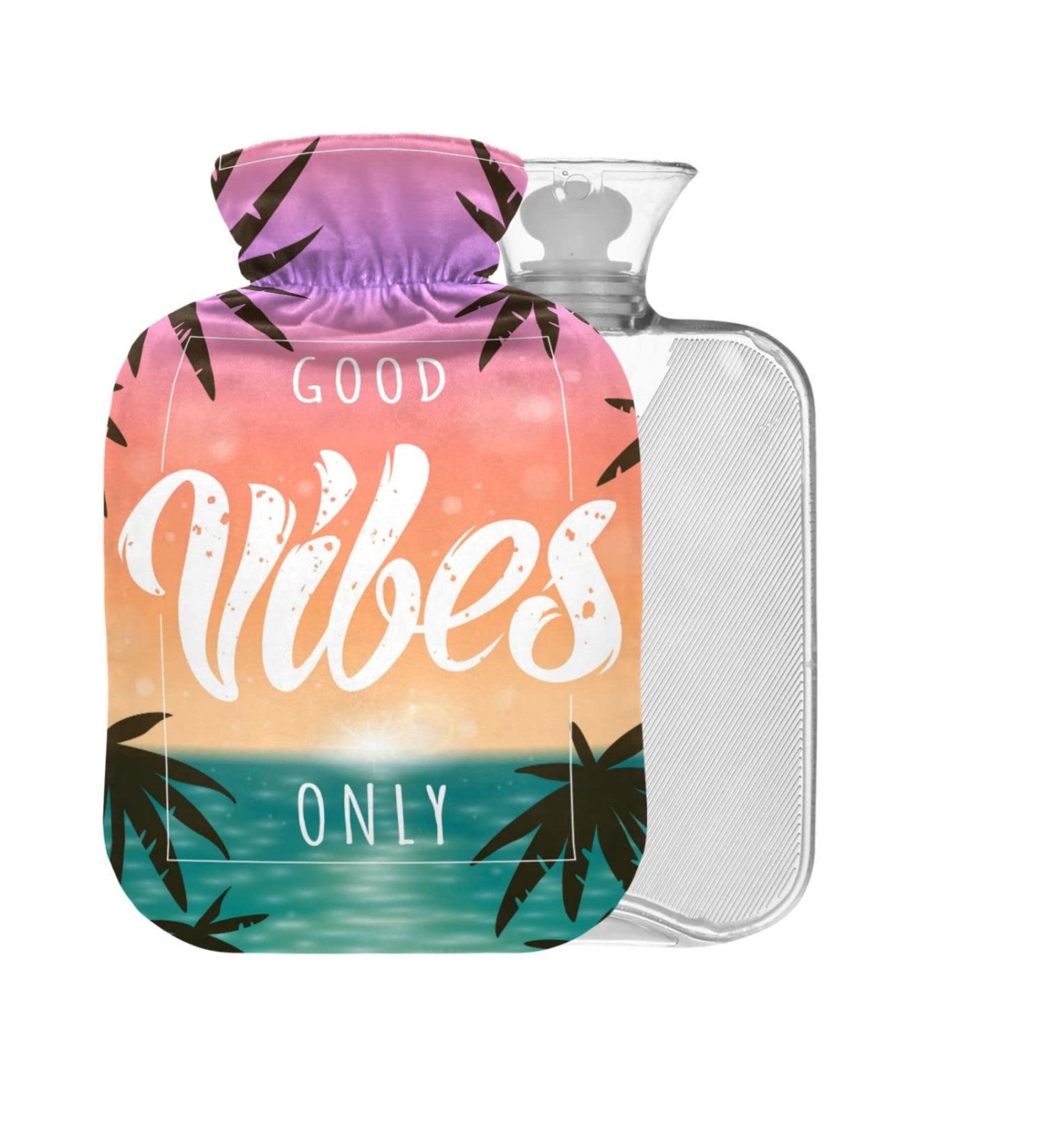 Good Vibes 2L Hot Water Bottle with Cover | Pain Relief for Bed Hands & Feet | International Shipping - Buy Online on GoSupps.com