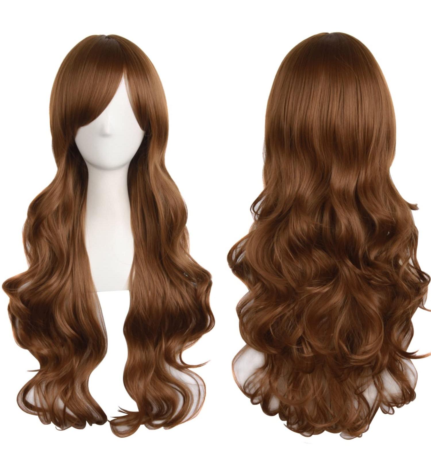 Charming Long Brown Curly Wavy Full Hair Wig for Women - 32inch Anime Cosplay Synthetic Wig for Halloween Costume Party - ColorfulPanda - Buy Online on GoSupps.com