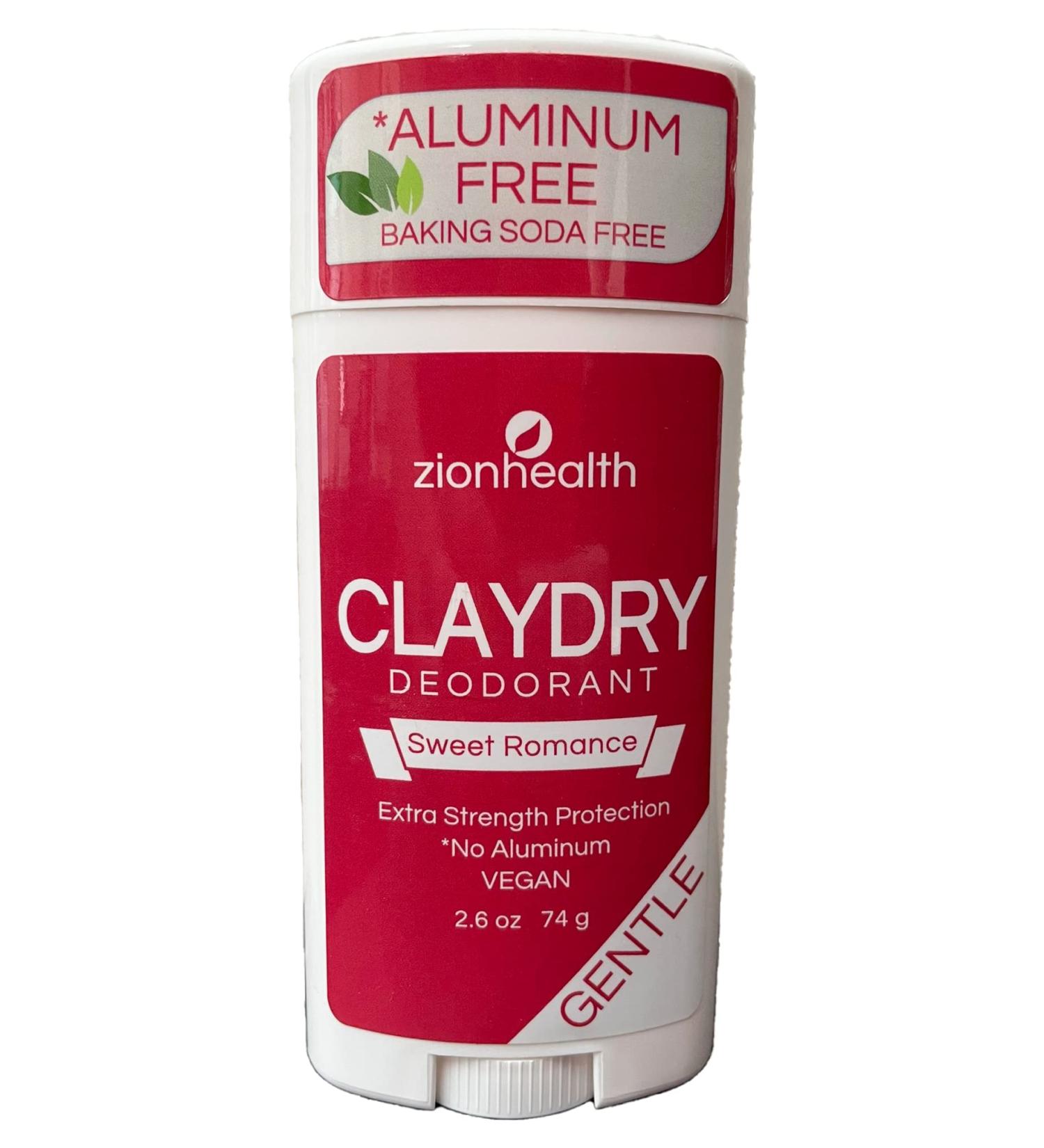 Zion Health Clay Dry Deodorant Sweet Romance 2.8 oz Stick