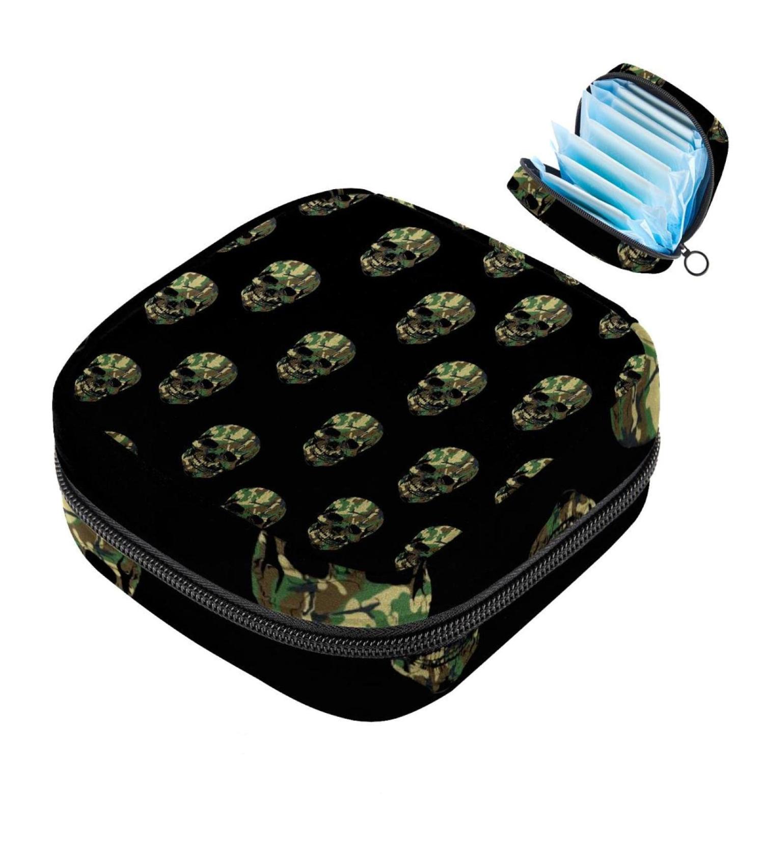 Stylish Camouflage Menstruation Pad Bag with Zipper | Women's Napkin & Tampon Organizer | Ideal for Girls - Buy Online on GoSupps.com