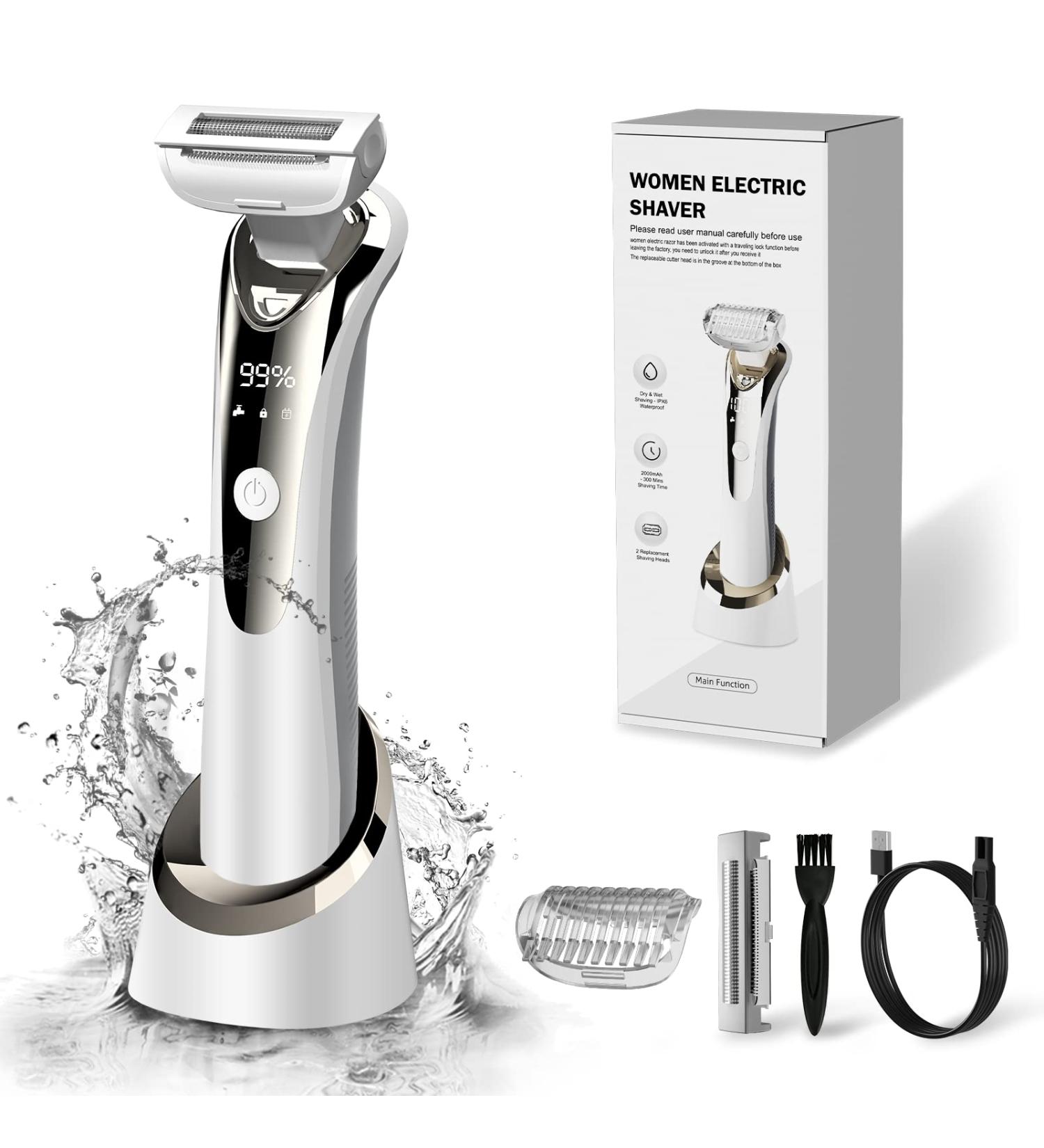 2022 Upgraded SURPN Electric Razors for Women - Waterproof & Safe Shaver for Pubic Hair, Legs & Bikini - 15 Flexible Heads for Close, Smooth Shave - Extra Head Included - Buy Online on GoSupps.com