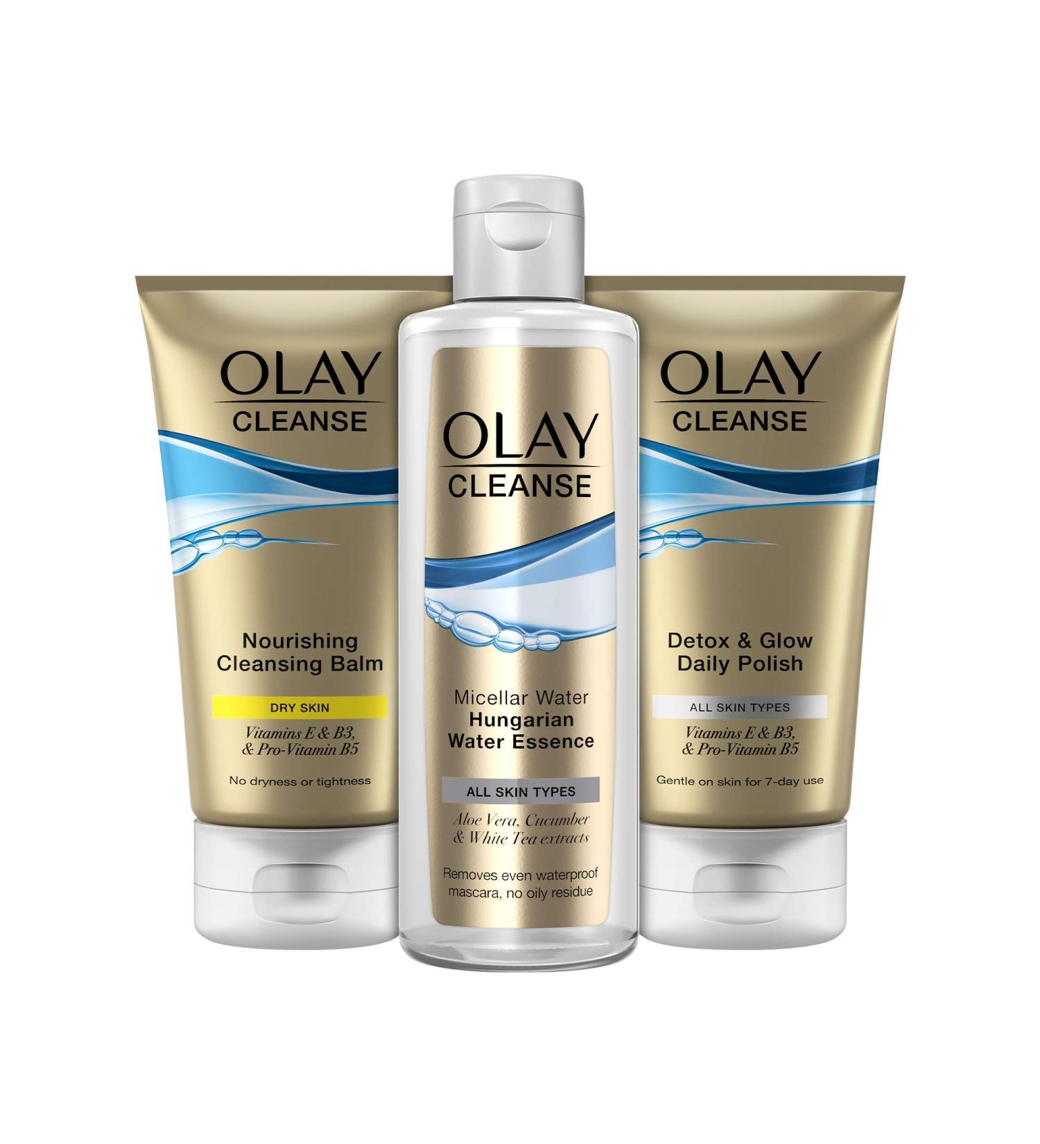 Olay Cleansing Kit: Cleanse Balm 150ml Micellar Water 237ml Daily Polish 150ml