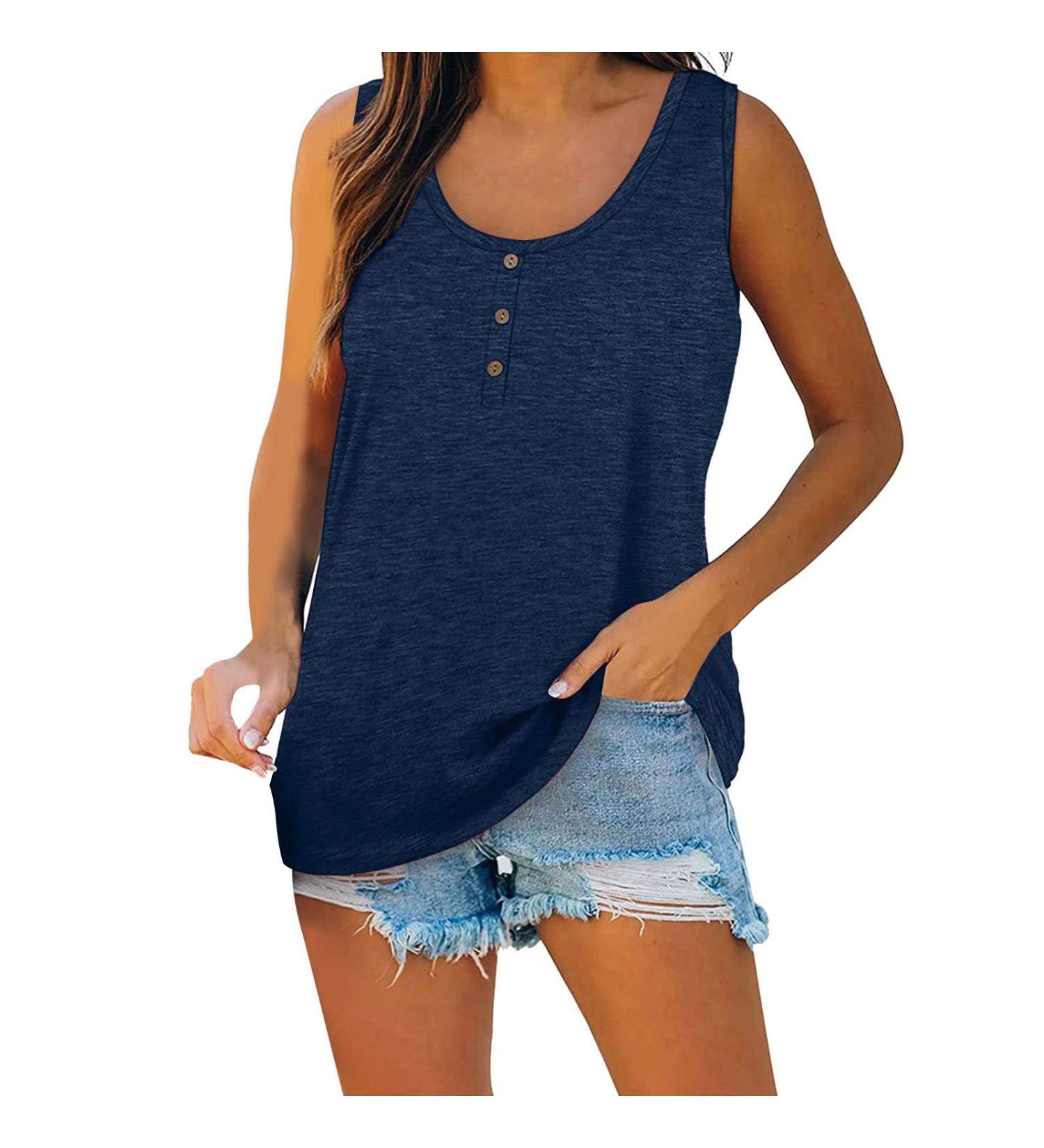 Short Sleeve T Shirts Clothing Woman T-Shirt Casual Black Clothing Top Women's Floral Pattern for Women Crop Tops Shirt Shirts Top Women's Summer Tank Top 6-blue M - Buy Online on GoSupps.com