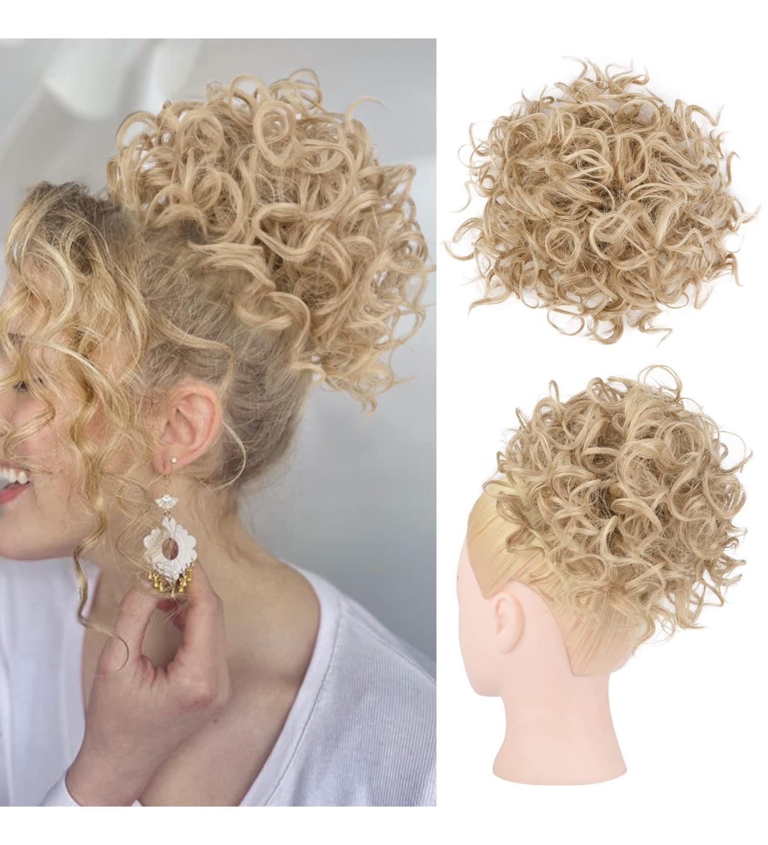 Rpeixya Stylish Golden Hair Part Bun with Elastic Cord | Curly Ponytail Chignon for Women - Perfect for Fashionable Dutt Styles - Buy Online on GoSupps.com
