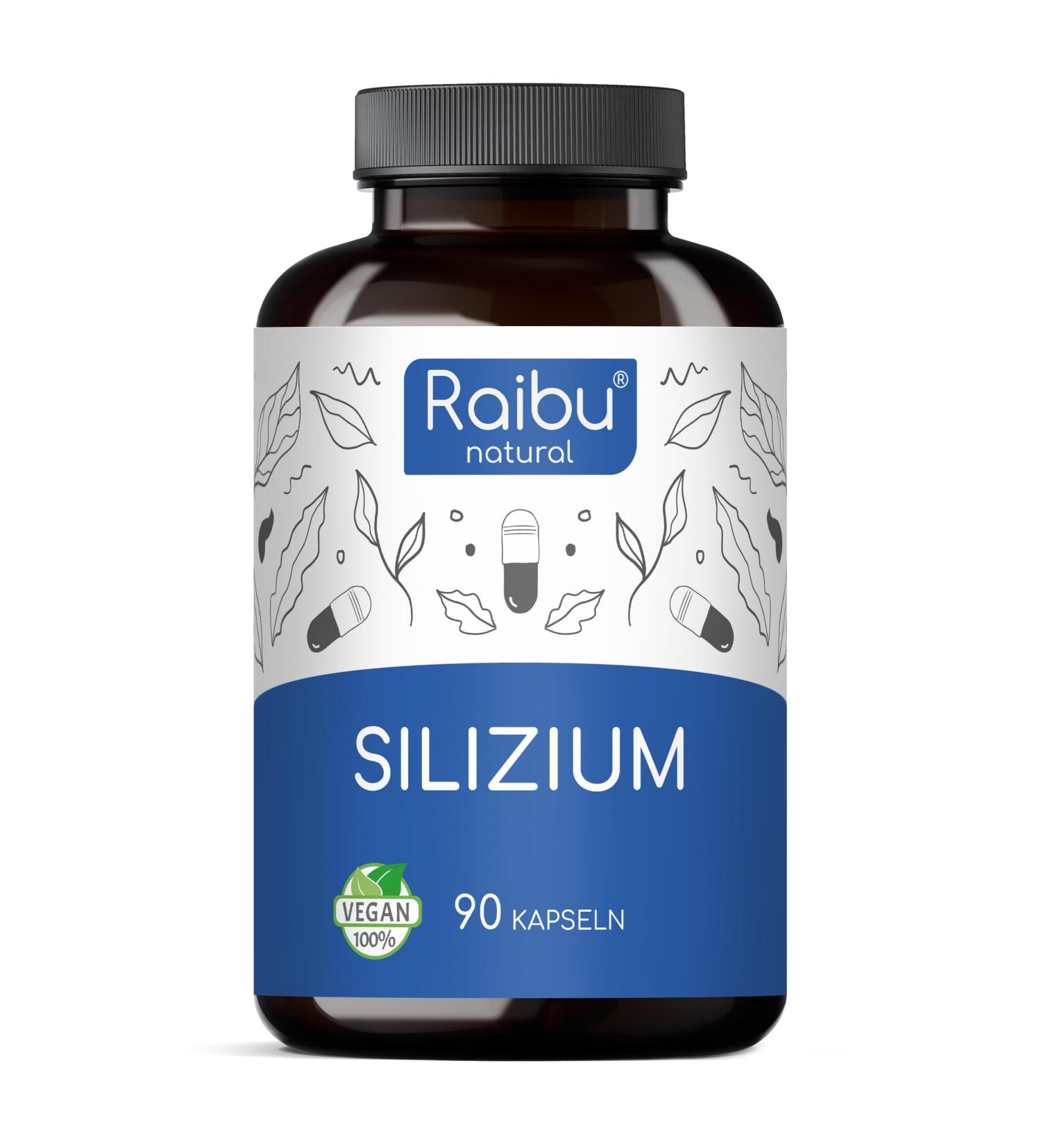 Raibu High-Dose Organic Silicon Capsules - 90 Vegan Capsules (667mg) with Bamboo Extract - Additive-Free 3-Month Supply - Made in Germany - Buy Online on GoSupps.com