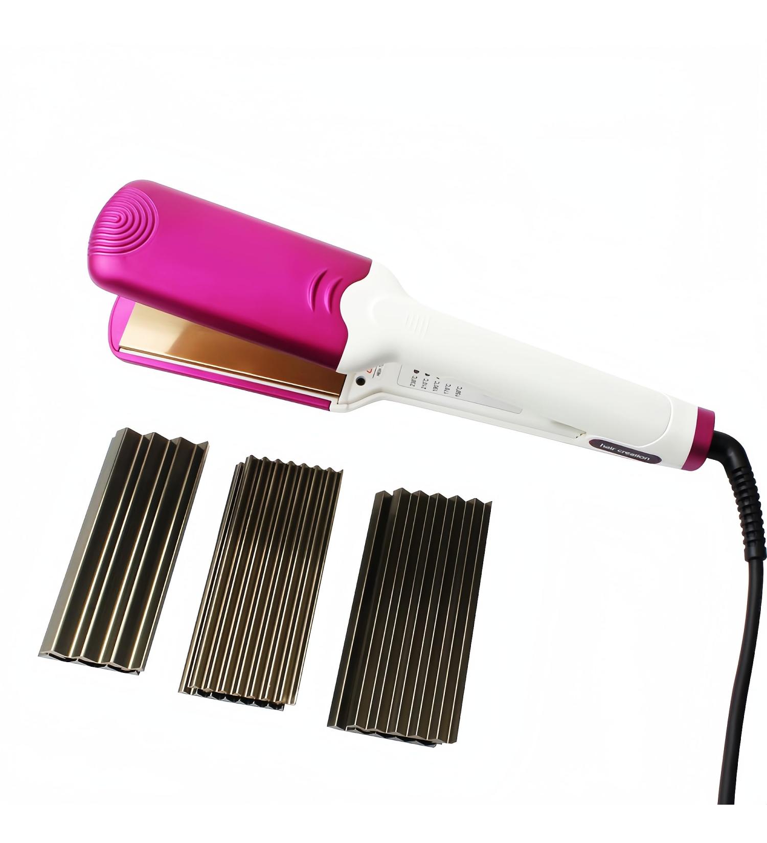 4-in-1 Hair Crimper Iron with Interchangeable Plates - Volumizing Flat Iron for Women | Crimp Curl & Straighten Hair - Buy Online on GoSupps.com