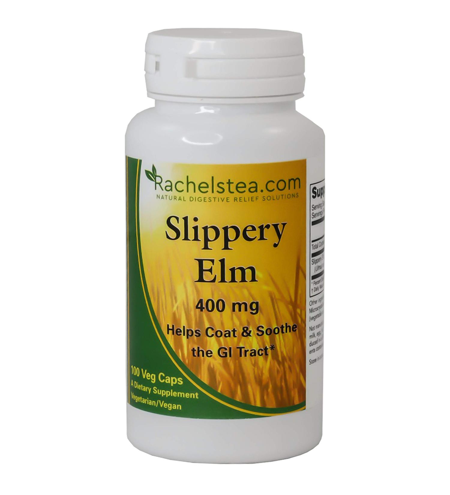 Rachel's Tea Slippery Elm Bark 400mg - 100 Capsules | Natural Digestive Support - Buy Online on GoSupps.com
