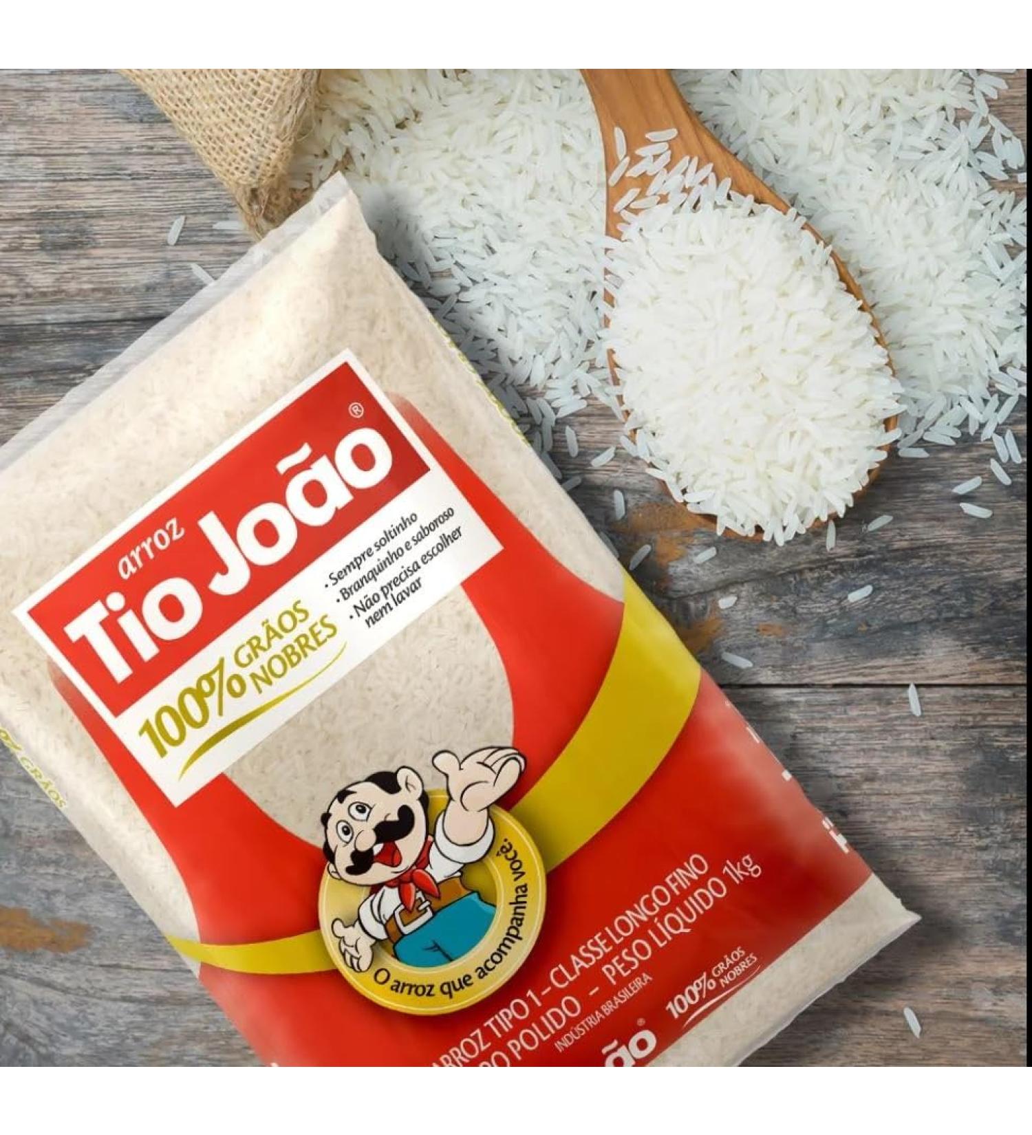 Tio Jo o Tio Joao Long Grain Rice Easy Cook | Brazilian Rice 1kg | Arroz Tio Joao | Arroz Branqueado Longo | Riz Blanchi Long | Riso Lavorato Lunghi | Arroz do Brazil Tio Joao | Pack 1kg - Buy Online on GoSupps.com