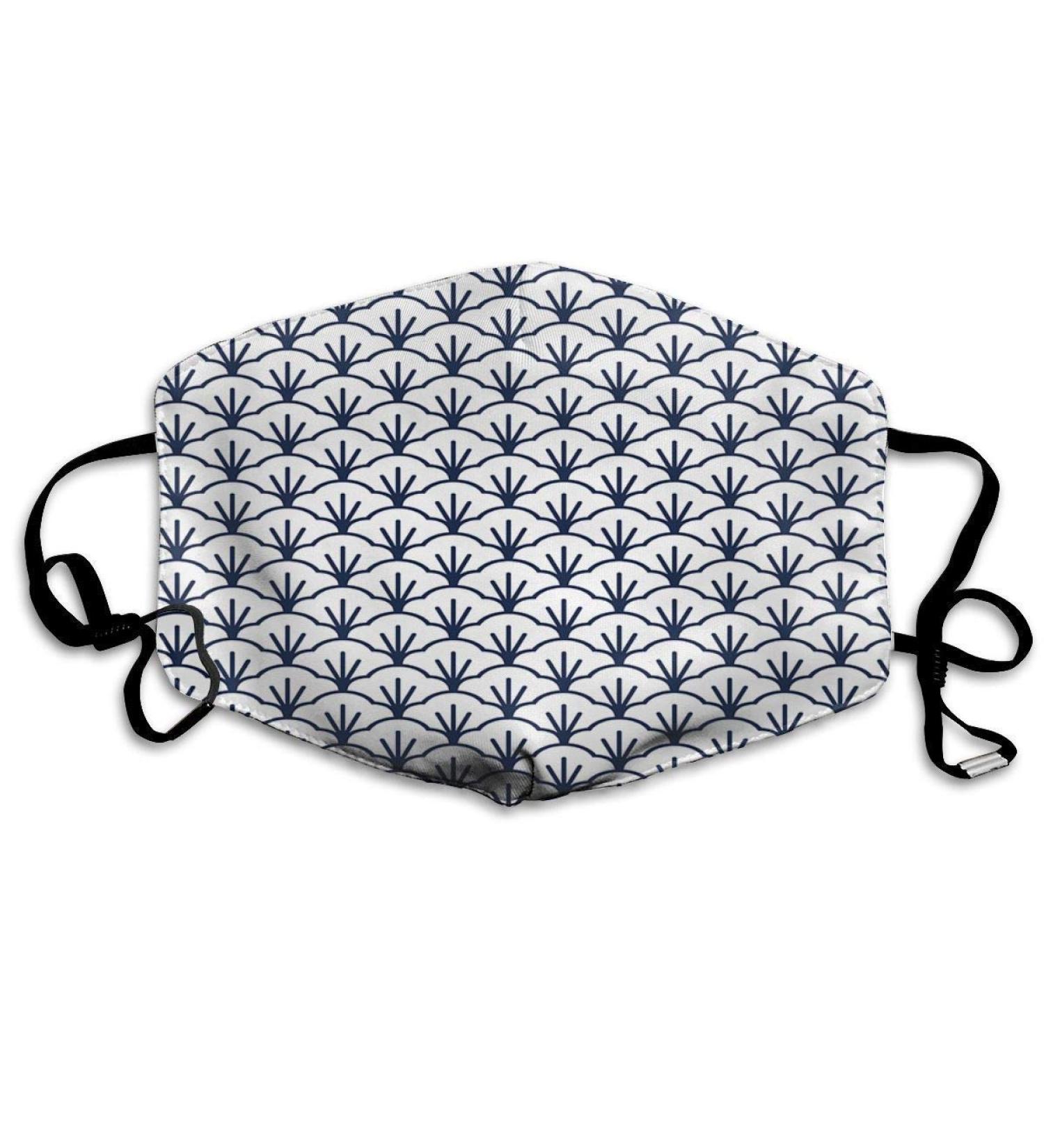 Breathable premium facial protection envelope geometric cloud Japanese civilization dark blue women men anti wind dust protection protective cover for skiing camping travel safety daily brown