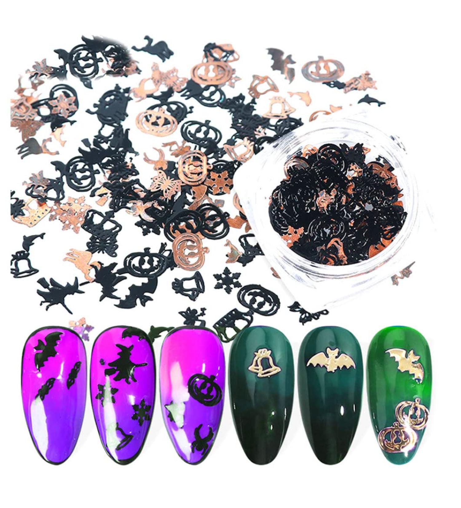 Nail Art Sequins Halloween Nail Glitter Decals Day of the Dead DIY Manicure Decor Black Halloween Nail Art Sequins halloween nail art stickers - Buy Online on GoSupps.com