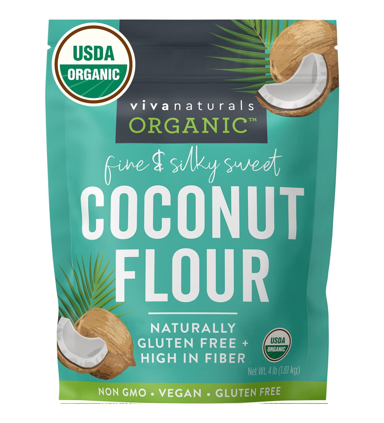 Organic Coconut Flour (4 lbs) - Gluten-Free Substitute for Keto, Paleo & Vegan Baking | Low Fat, Fiber-Rich, Non-GMO & Unrefined - Buy Online on GoSupps.com
