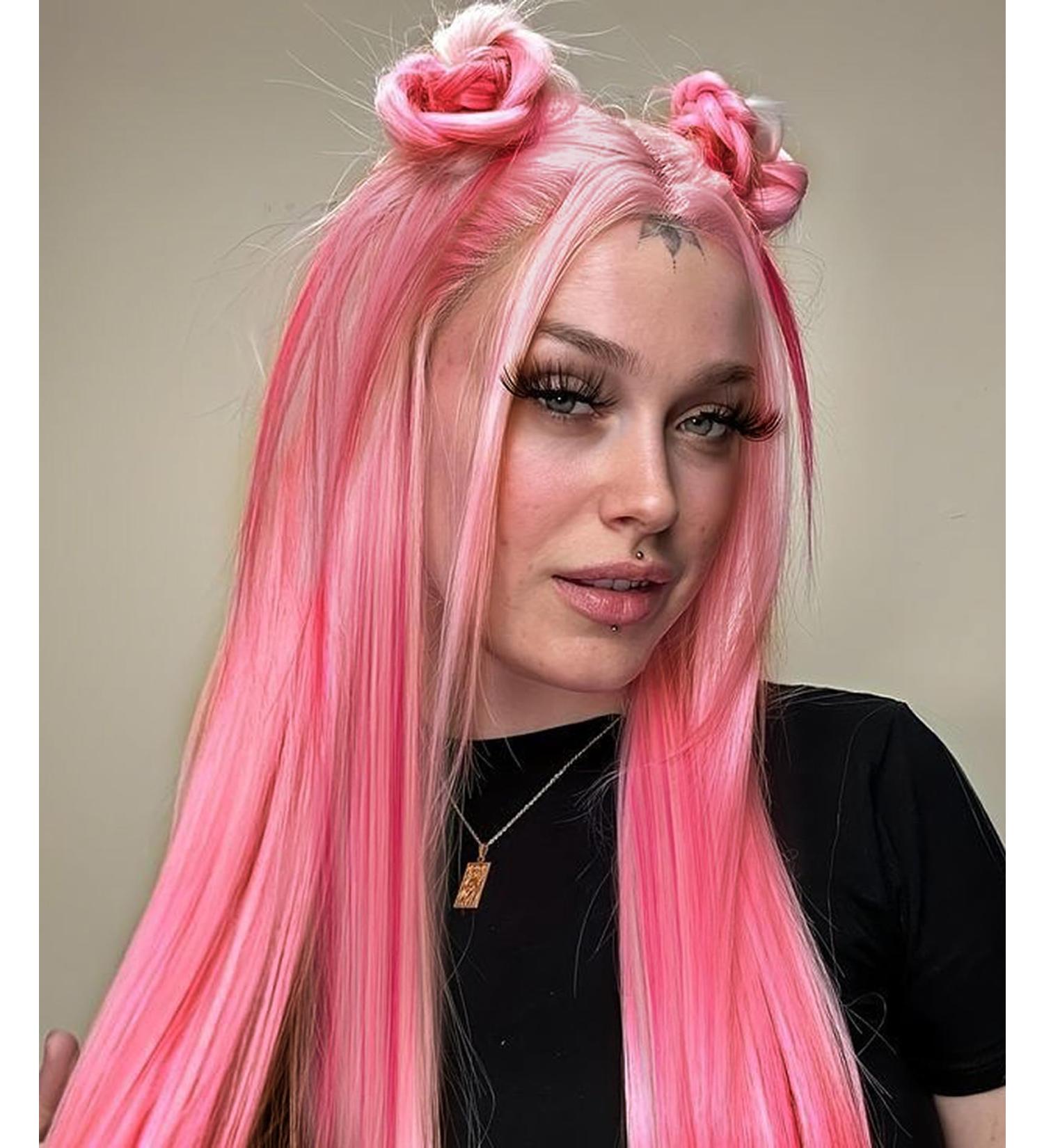 Vebonny 26 Inch Light Pink Lace Front Wig - Synthetic Mixed Baby Hair for Fashion & Cosplay - Buy Online on GoSupps.com
