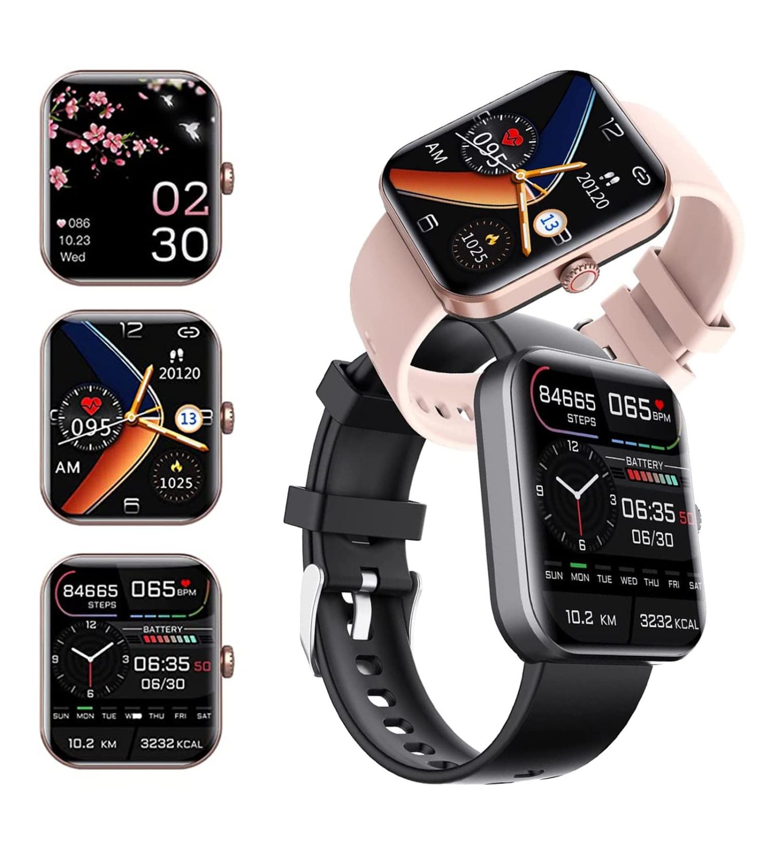 F57l Blood Glucose Monitoring Smartwatch - Fitness Tracker with Blood Pressure, Heart Rate & Oxygen Monitor - Painless Blood Glucose Testing - Fashionable Sports Watch in Black+Gold - Buy Online on GoSupps.com