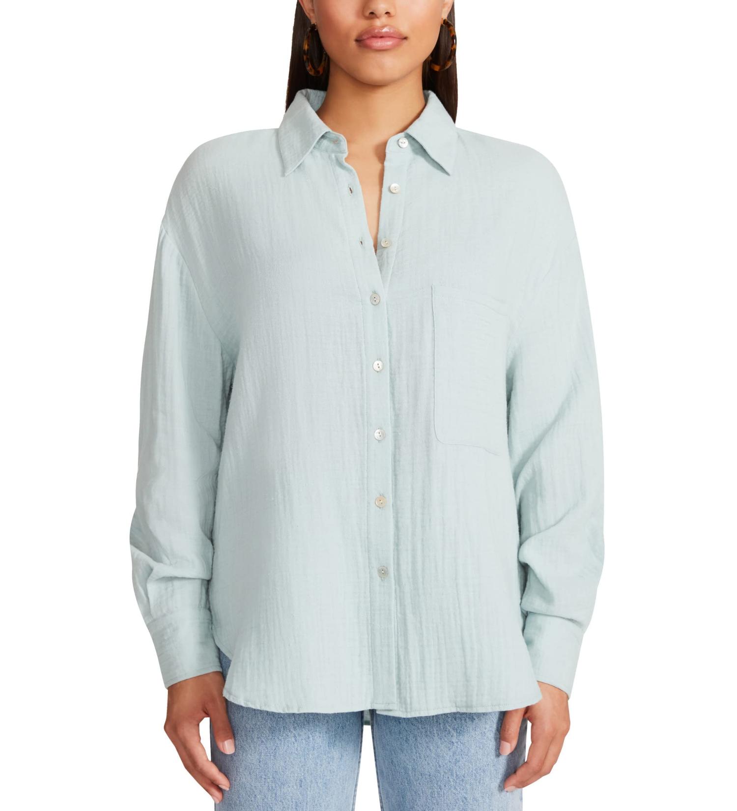 BB DAKOTA Womens Oh My GauzeShirt X-Small Sea Mist