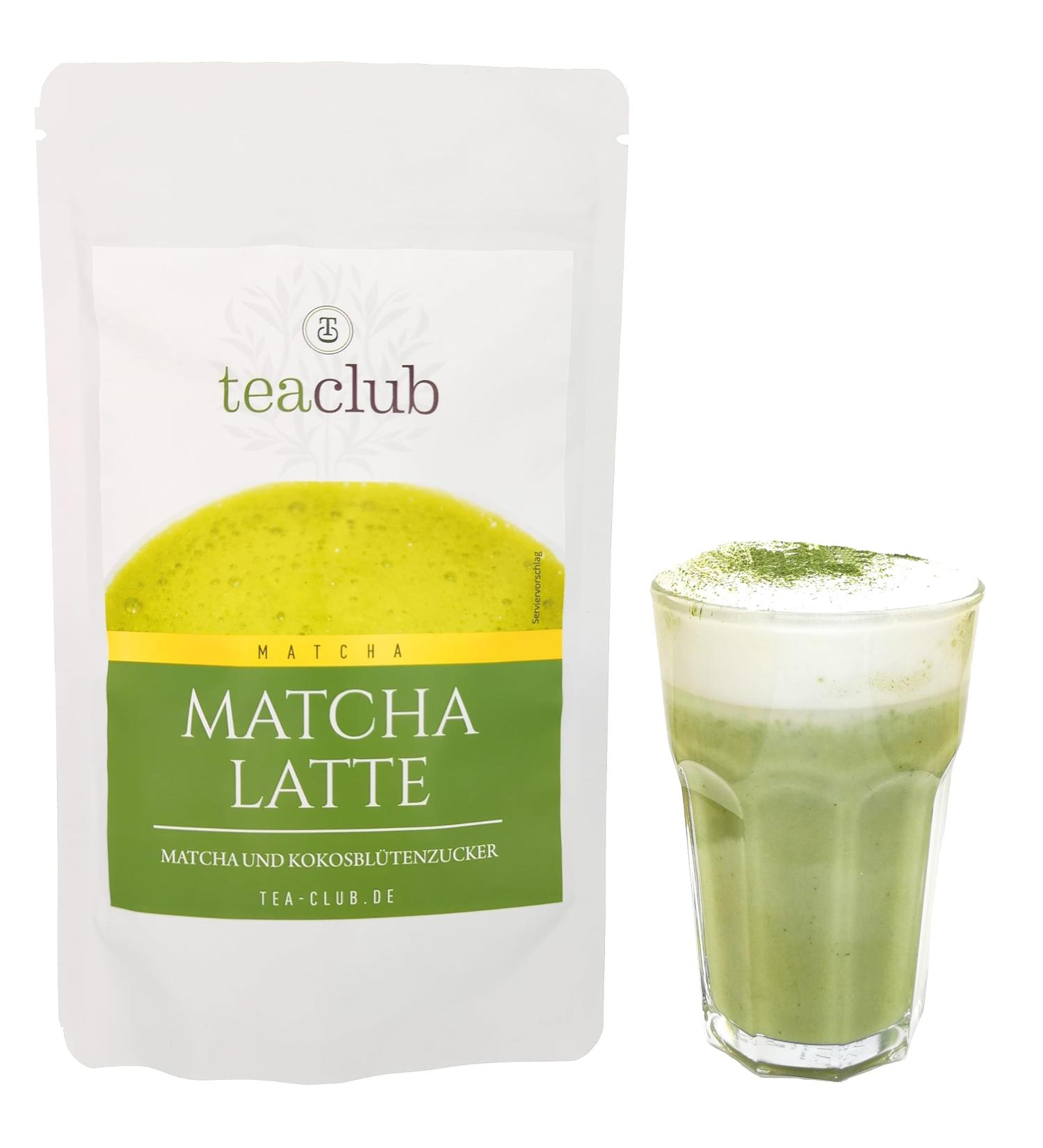  TeaClub Matcha Latte Mix with 20% Matcha tea powder and coconut blossom sugar 200g vegan and gluten-free Green tea powder with coconut blossom sugar TeaClub - Buy Online on GoSupps.com