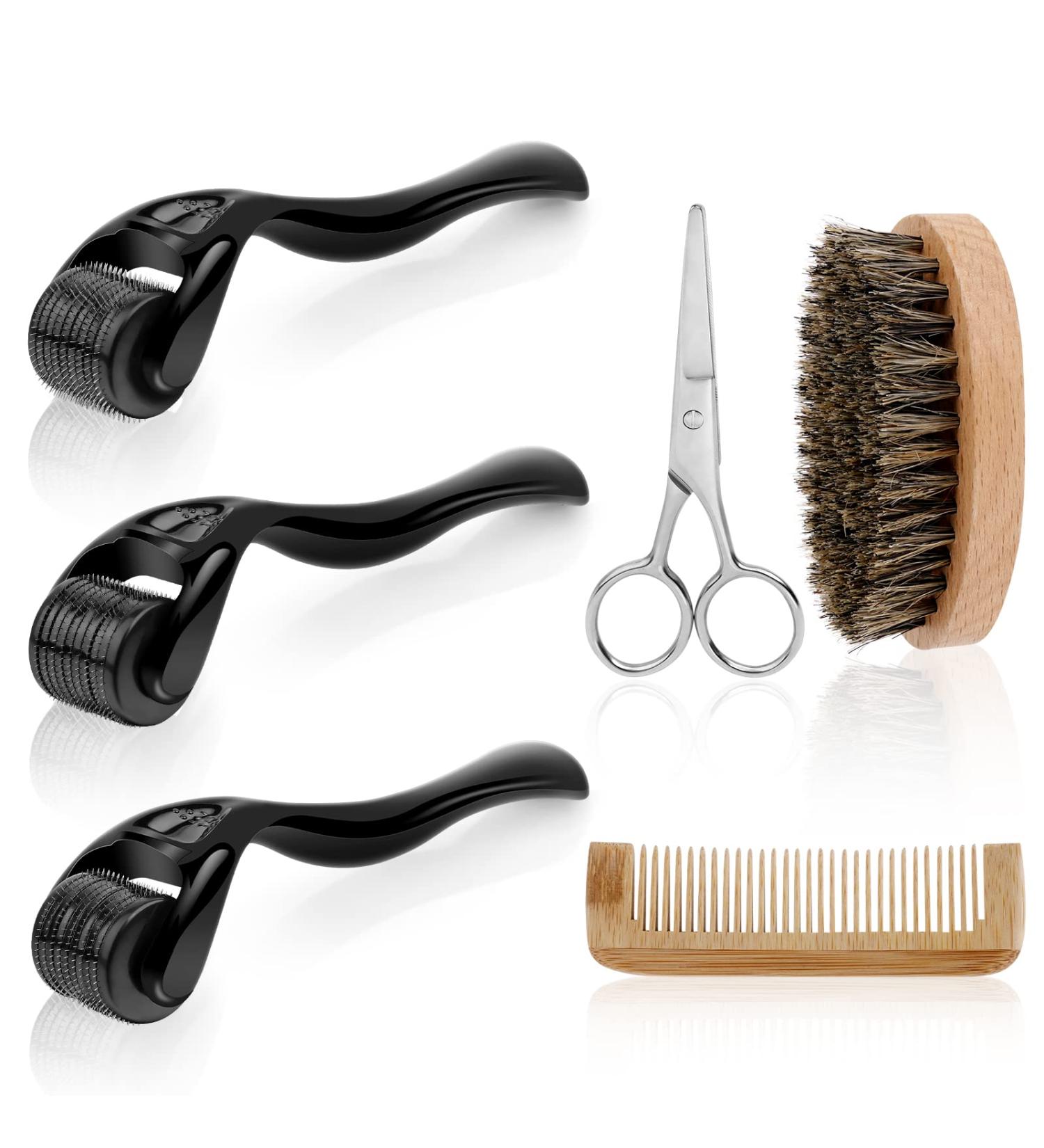 URAQT 6 Piece Beard Growth Kit with Titanium Microneedle Derma Roller - Beard Grooming Tools for Men - Buy Online on GoSupps.com