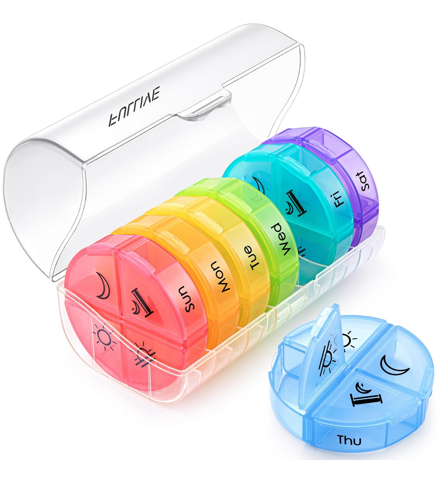 Weekly Pill Organizer - 4x Daily 7-Day Pill Cases Large Portable Medicine Box for Vitamins & Supplements - International Shipping - Buy Online on GoSupps.com