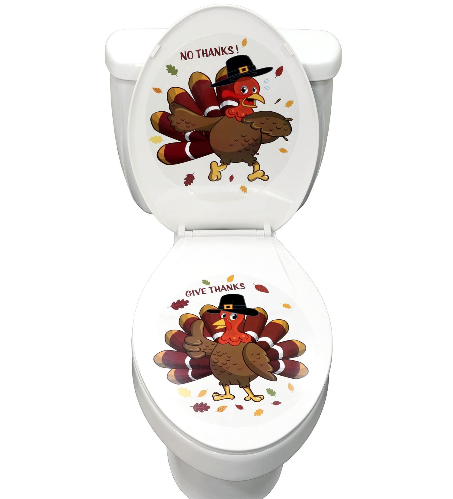 Iconikal 2-Piece Thanksgiving Turkey Toilet Seat Cling Decoration Set - Buy Online on GoSupps.com