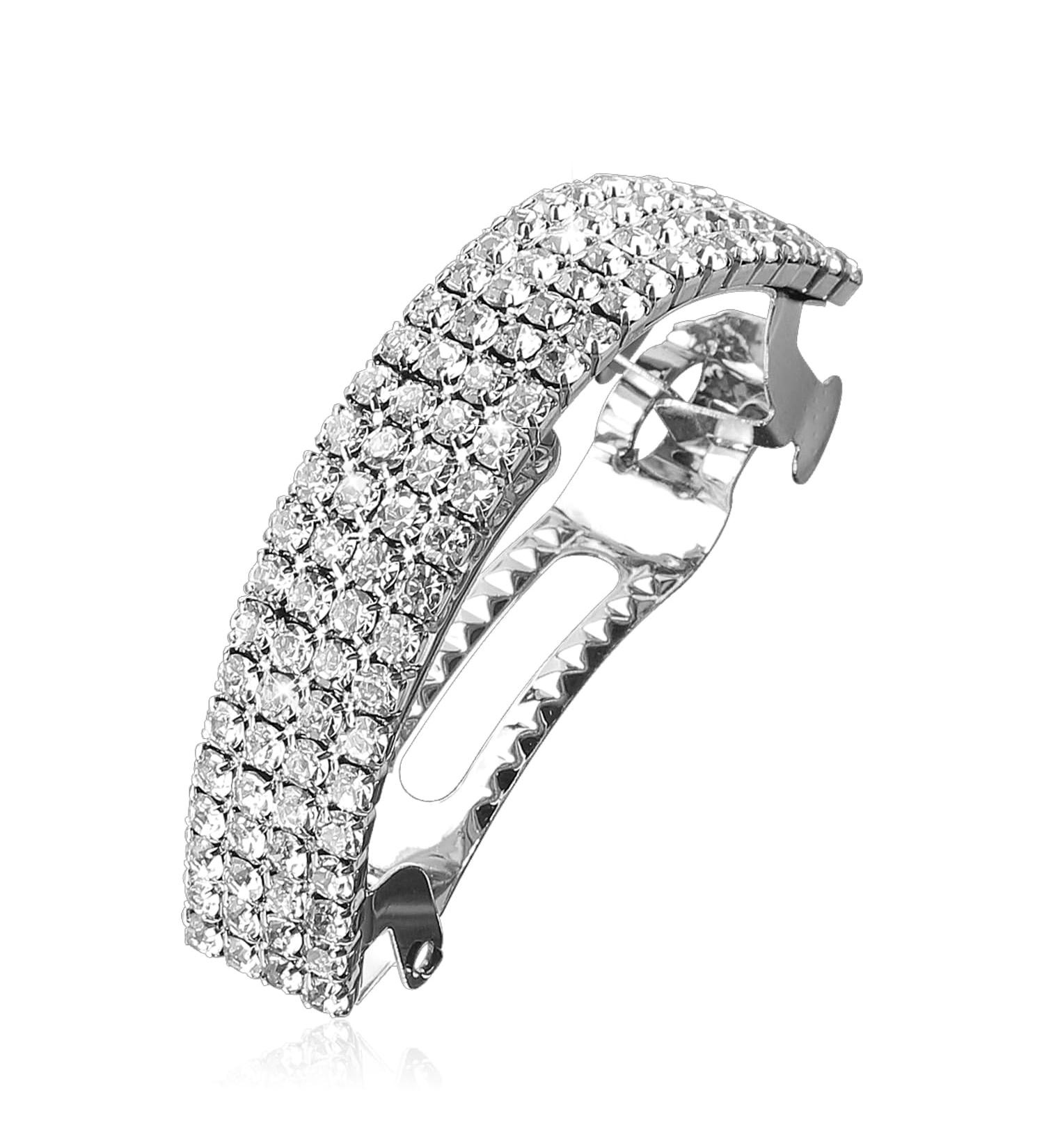 Luckious Rhinestone Crystal Hair Slide - Elegant Hair Clip for Women Girls - Ideal for Weddings Parties and Daily Wear (Gold or Silver) - Buy Online on GoSupps.com