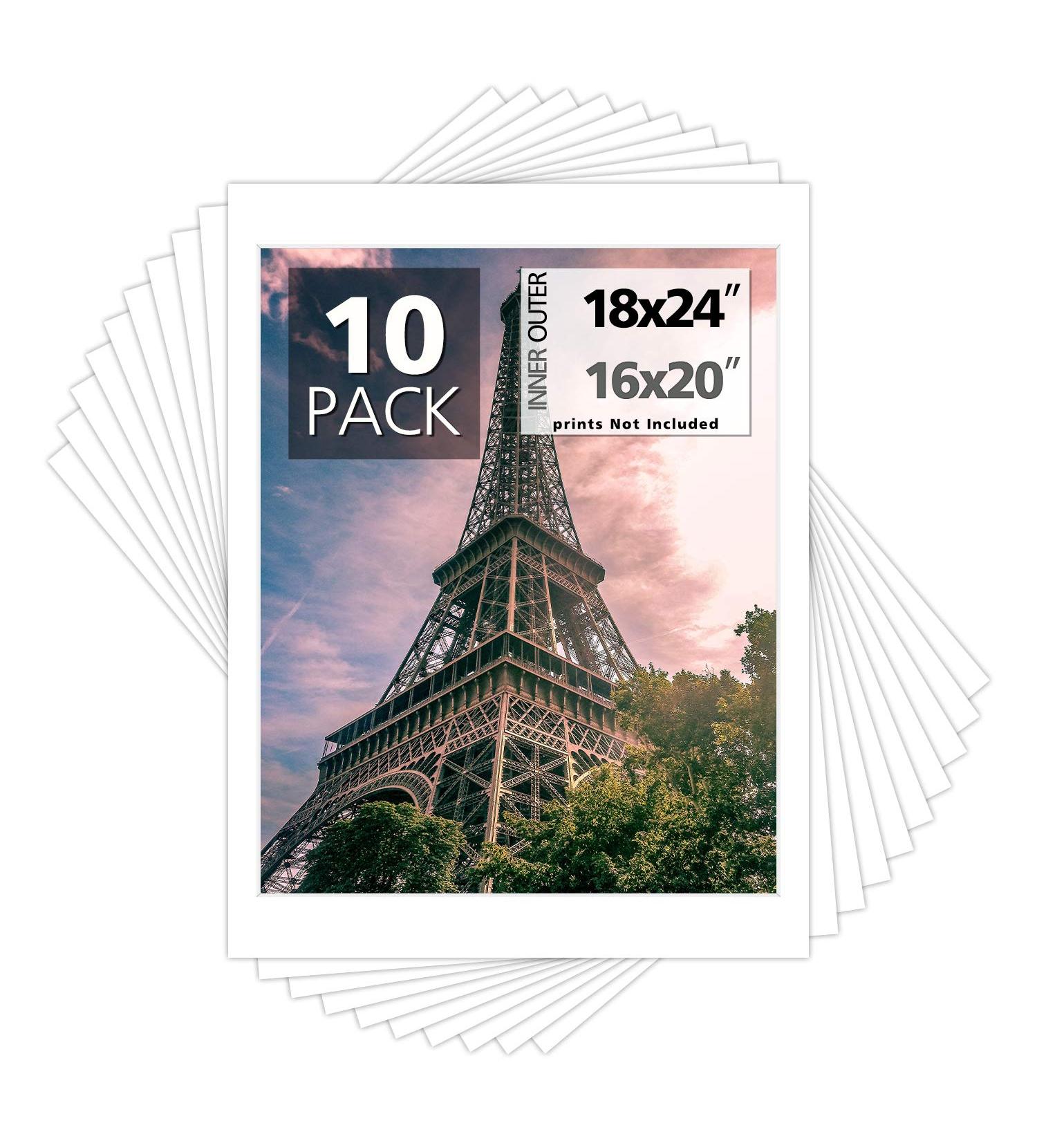 Mat Board Center 18x24 White Photo Picture Mats (10 Pack) - Acid Free, 4-ply Thickness, White Core - Ideal for Pictures and Photos Framing 16x20 - Buy Online on GoSupps.com